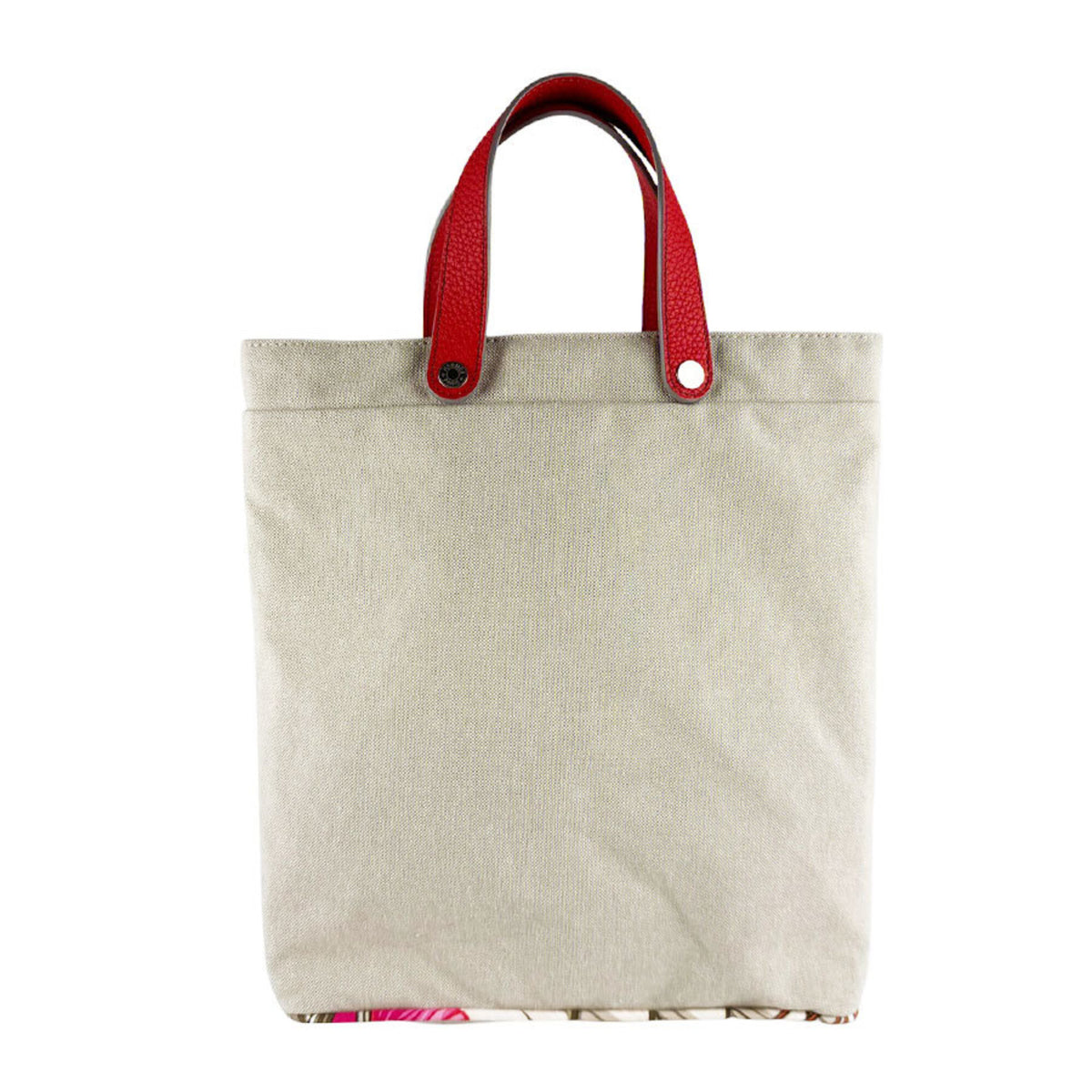 Hermes Natural Red Color Toile H Taurillon Clemence Leather Handbag (Pre-Owned)