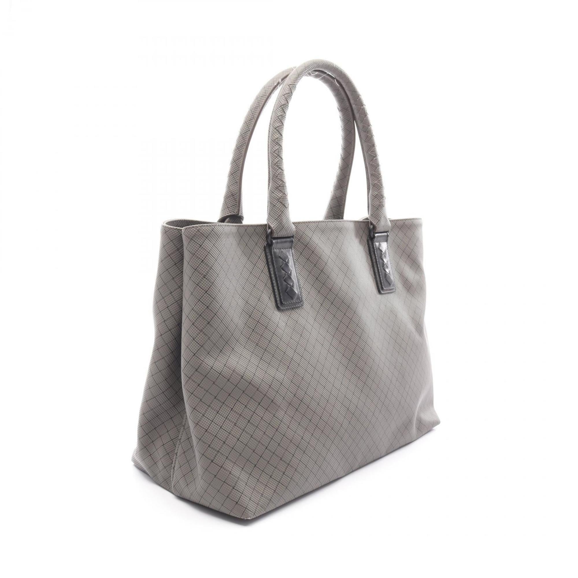 Bottega Veneta Gray Coated Canvas Leather Tote Bag (Pre-Owned)