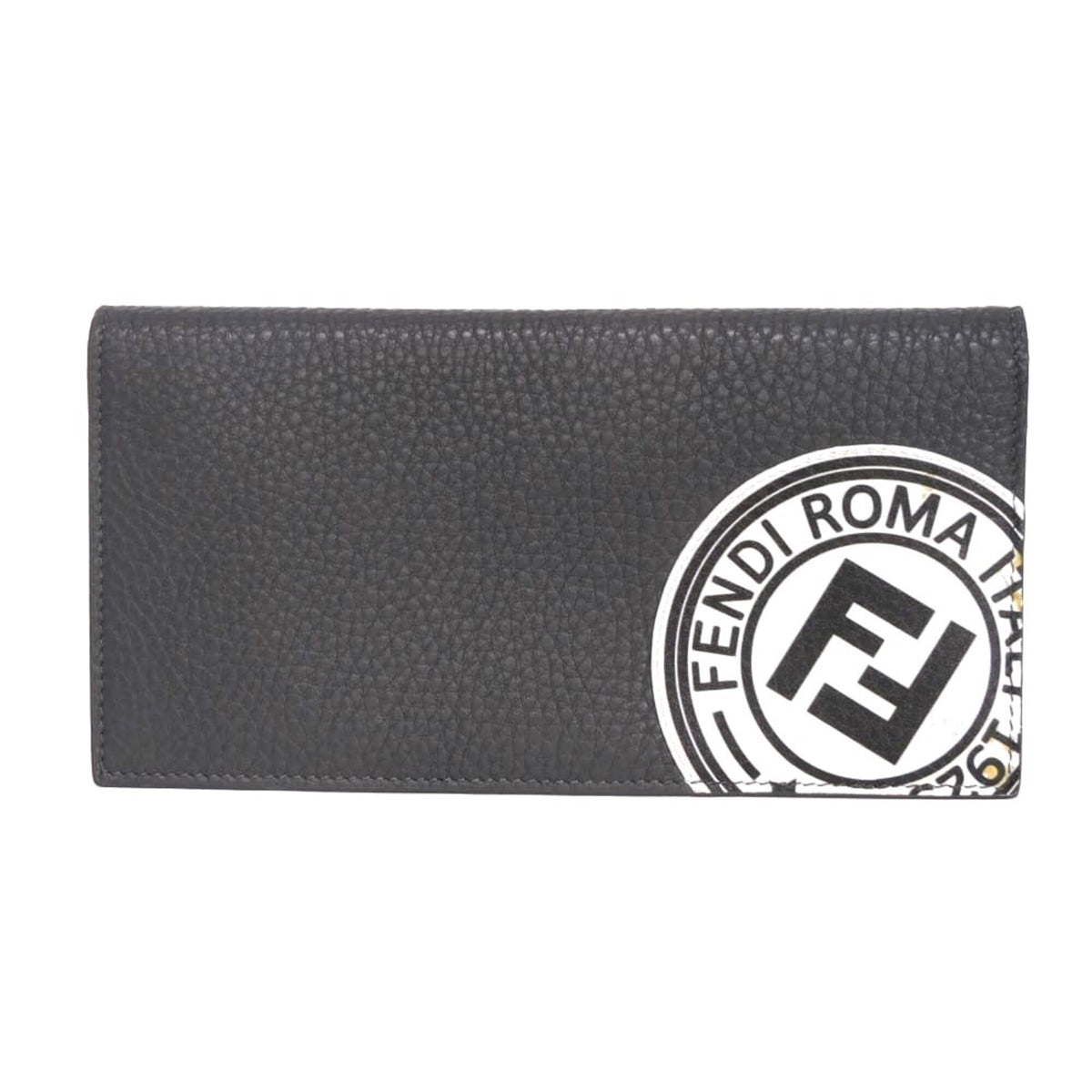 Fendi Gray Leather Long Wallet (Bi-Fold) (Pre-Owned)