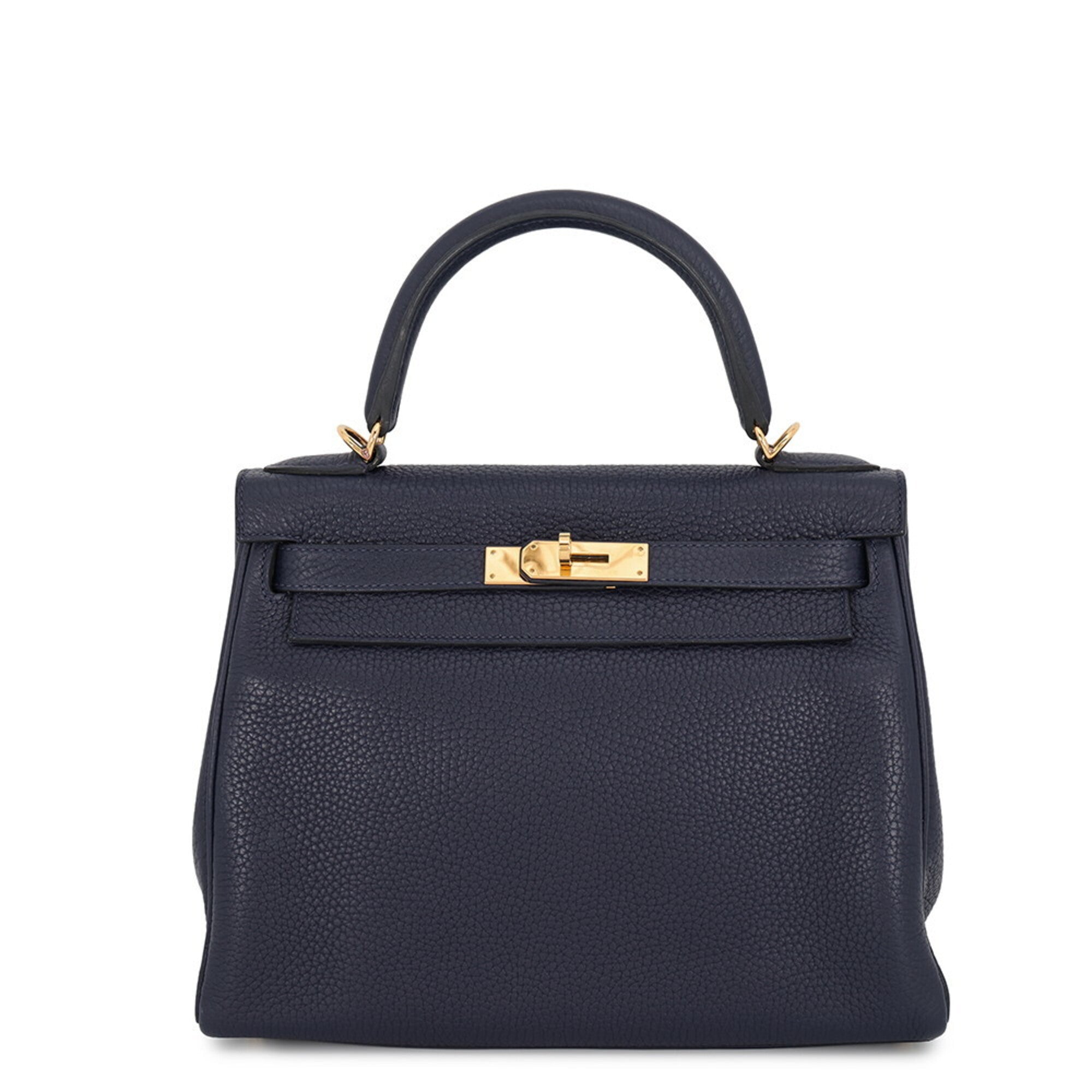 Hermes Kelly Blue Nuit Taurillon Clemence Leather Handbag (Pre-Owned)