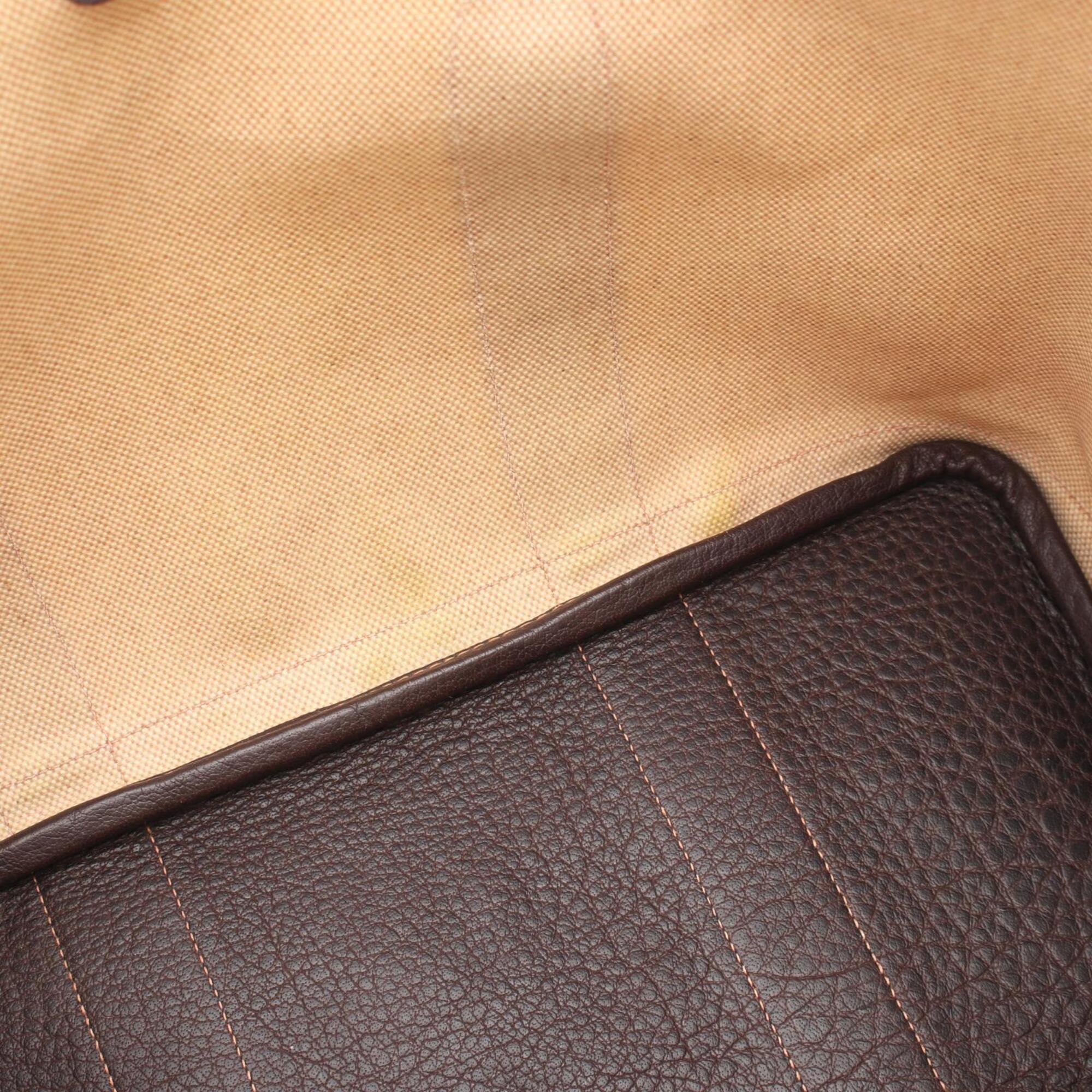 Hermes Brown Ivory Toile H Buffalo Leather Handbag Tote Bag (Pre-Owned)