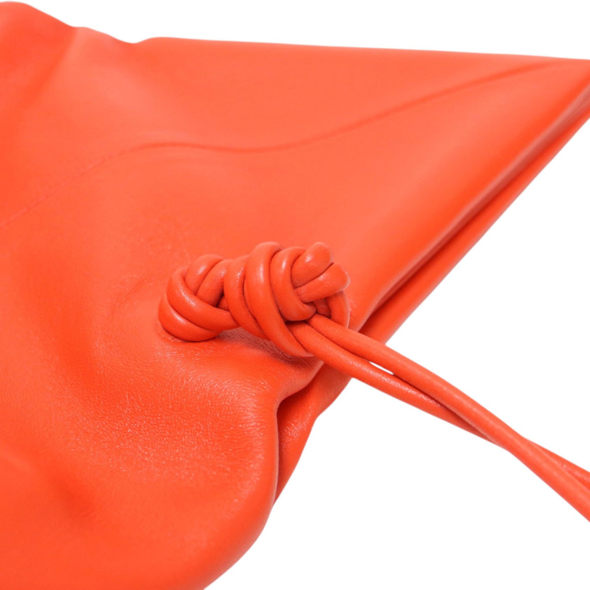 Bottega Veneta Orange Leather Clutch Bag Handbag (Pre-Owned)