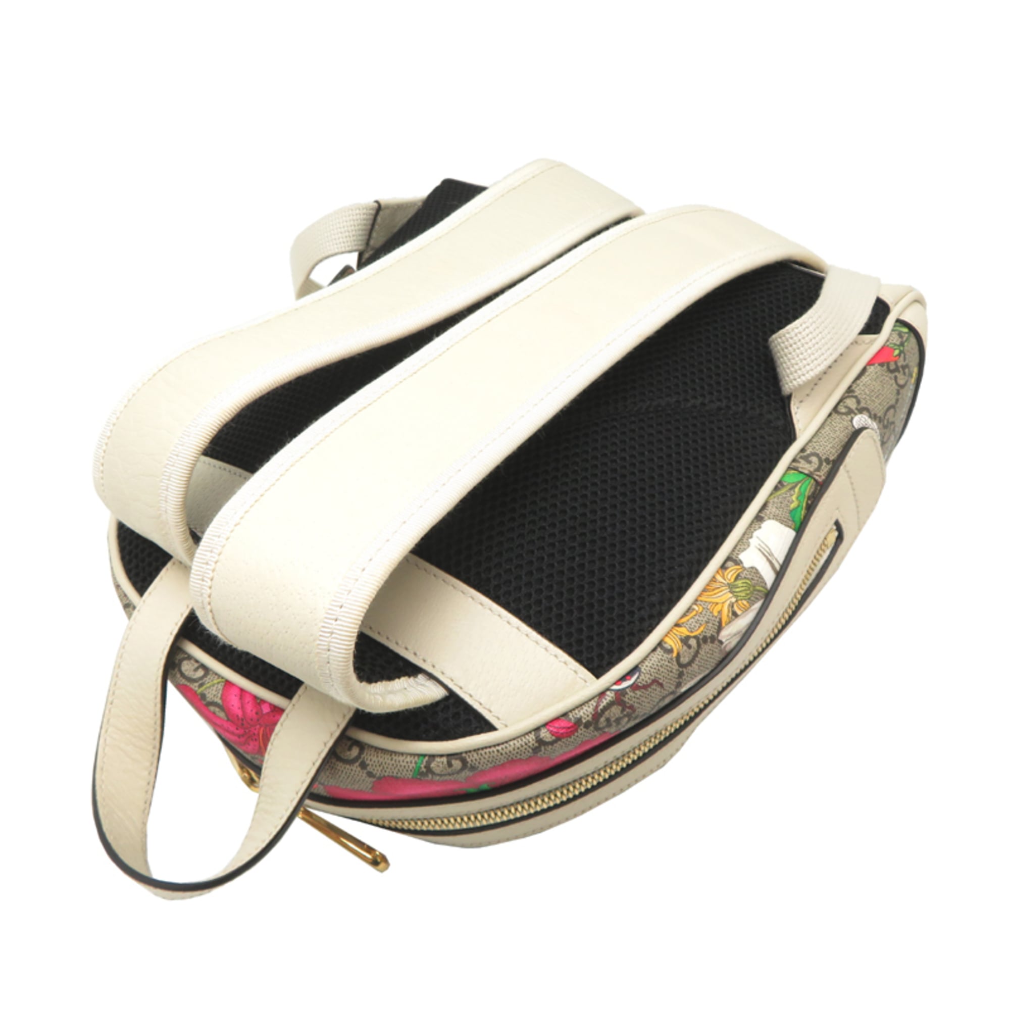 Gucci Beige White Gg Supreme Leather Backpack (Pre-Owned)