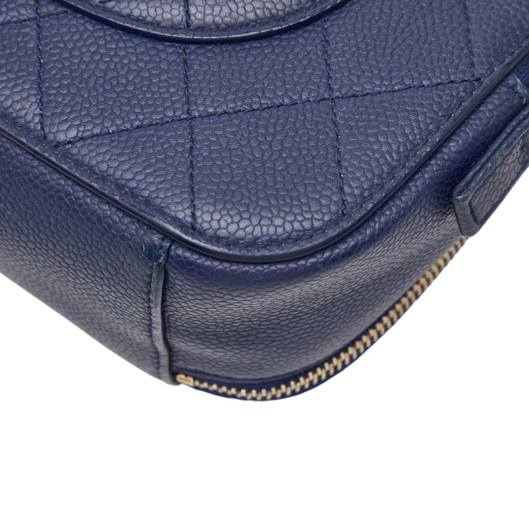 Chanel Navy Grained Calfskin Shoulder Bag Vanity Bag (Pre-Owned)