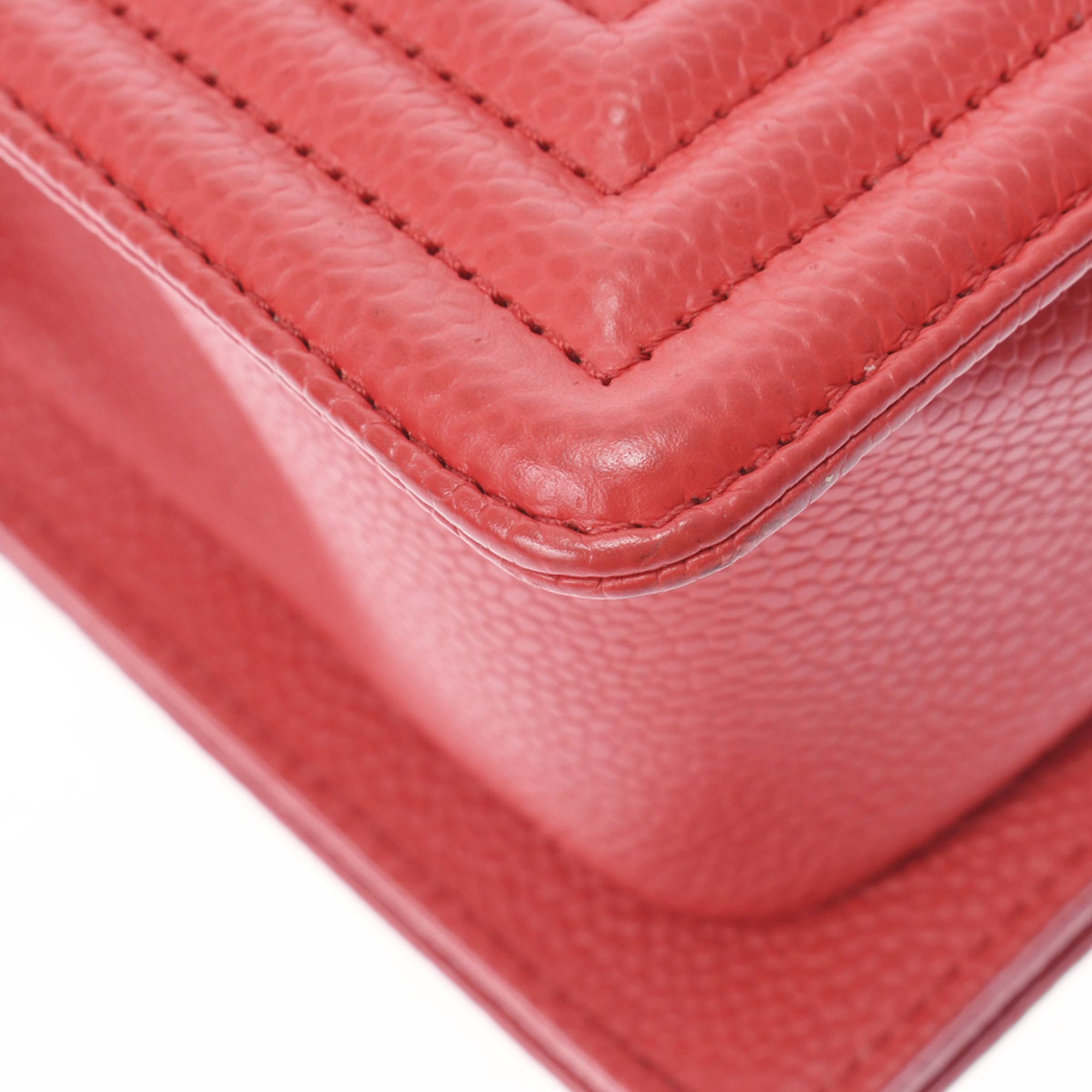 Chanel Red Color Caviar Leather Shoulder Bag (Pre-Owned)