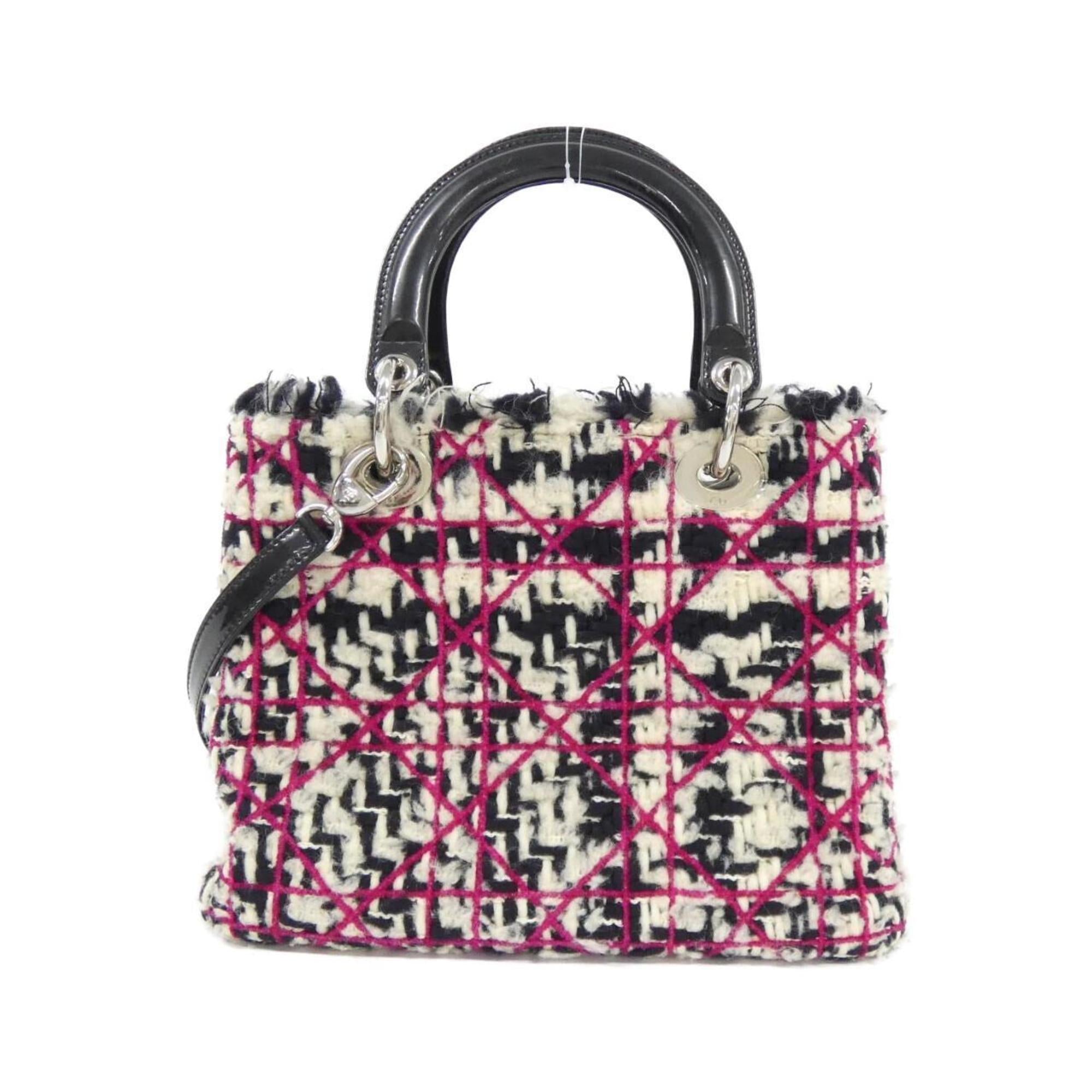 Christian Dior Black White Tweed Handbag (Pre-Owned)