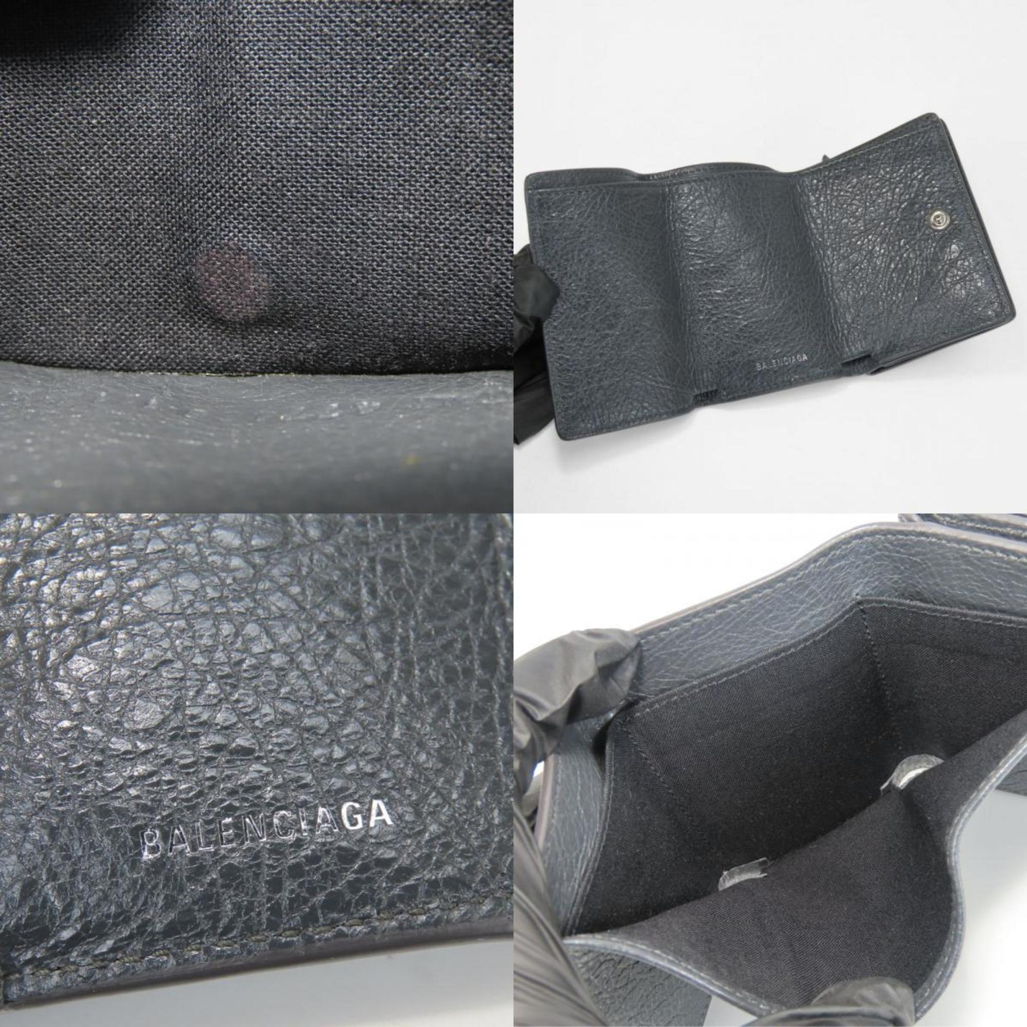 Balenciaga Gray Leather Wallet (Tri-Fold) (Pre-Owned)