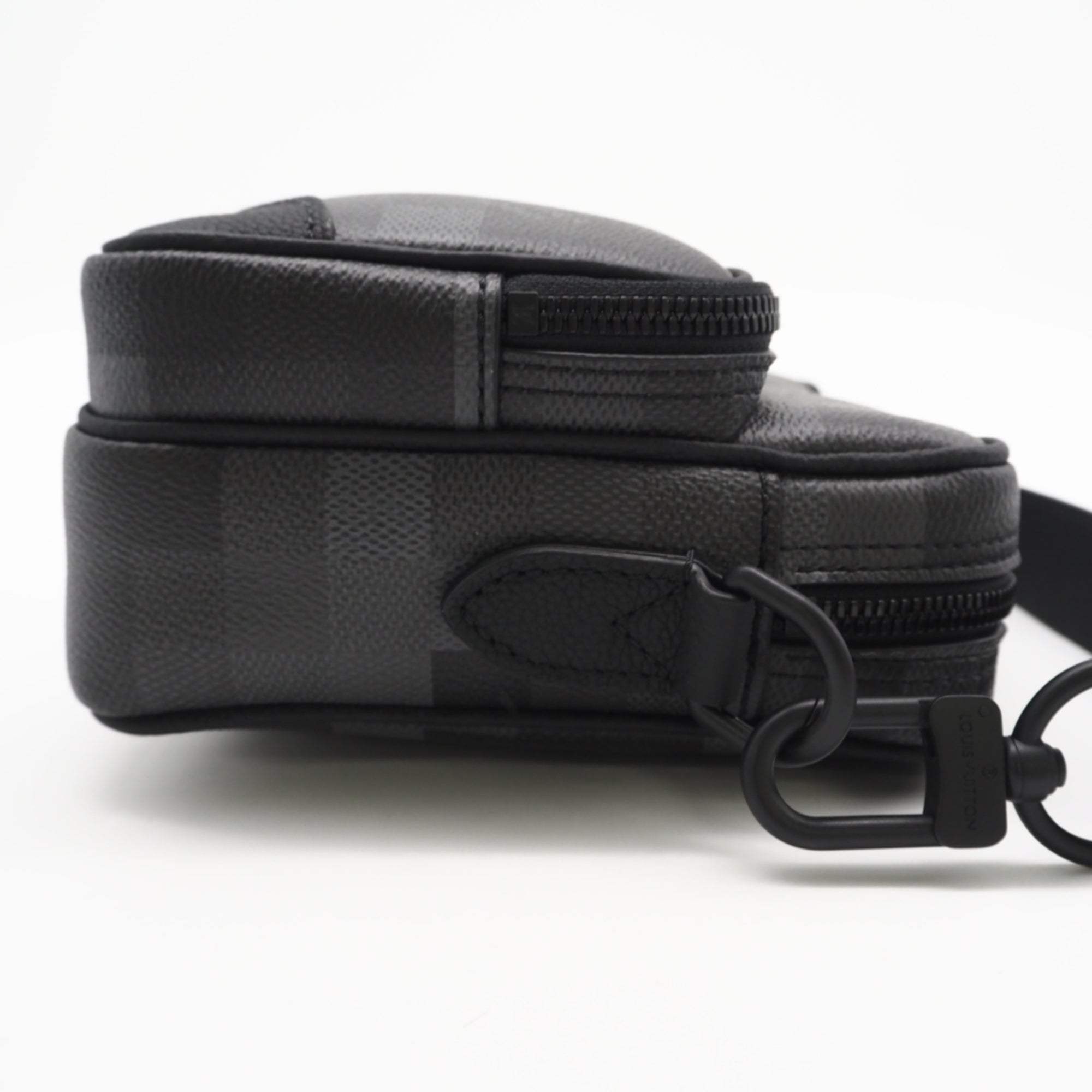 Louis Vuitton Black Gray Coated Canvas Leather Shoulder Bag (Pre-Owned)