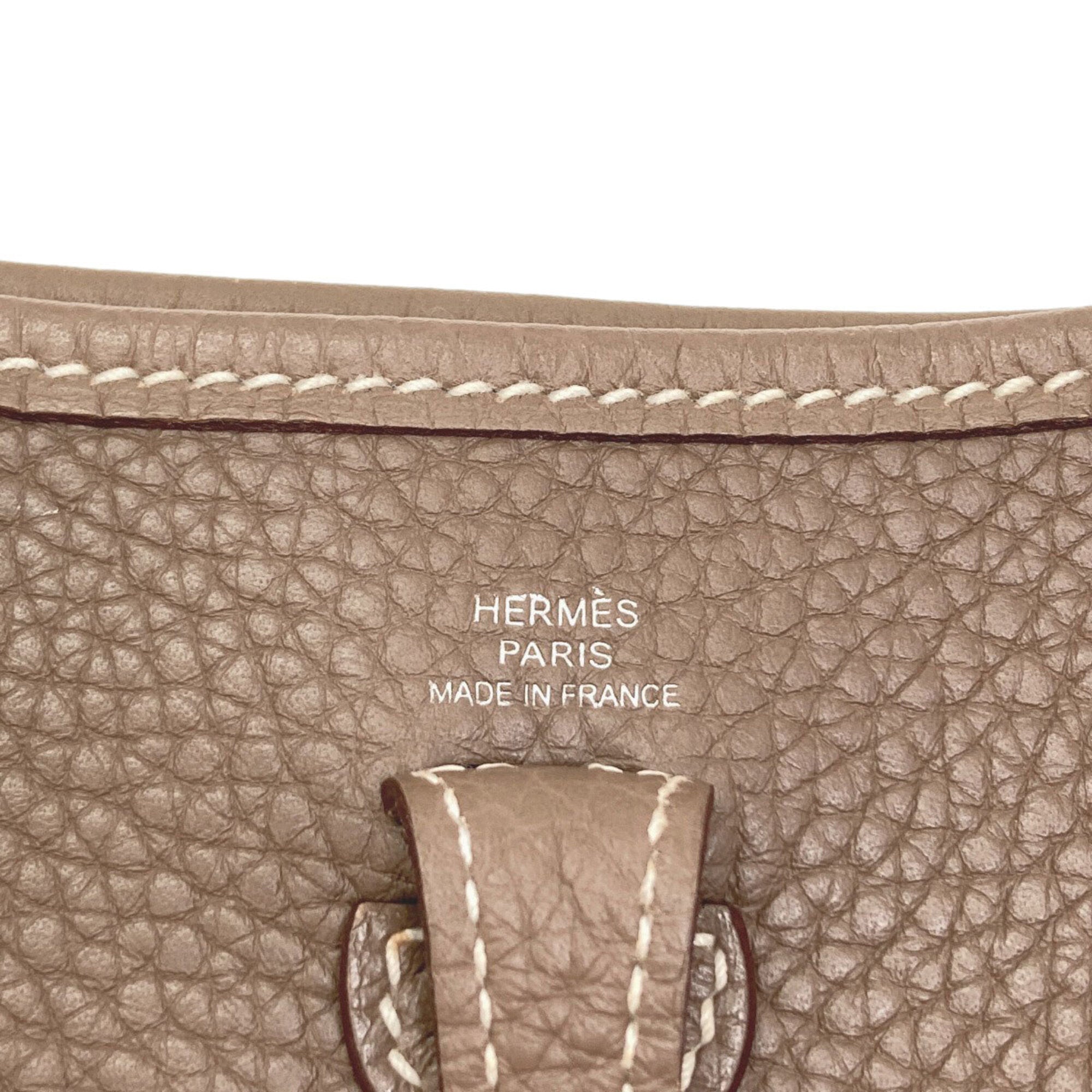 Hermes Etoupe Gray Taurillon Clemence Leather Shoulder Bag (Pre-Owned)