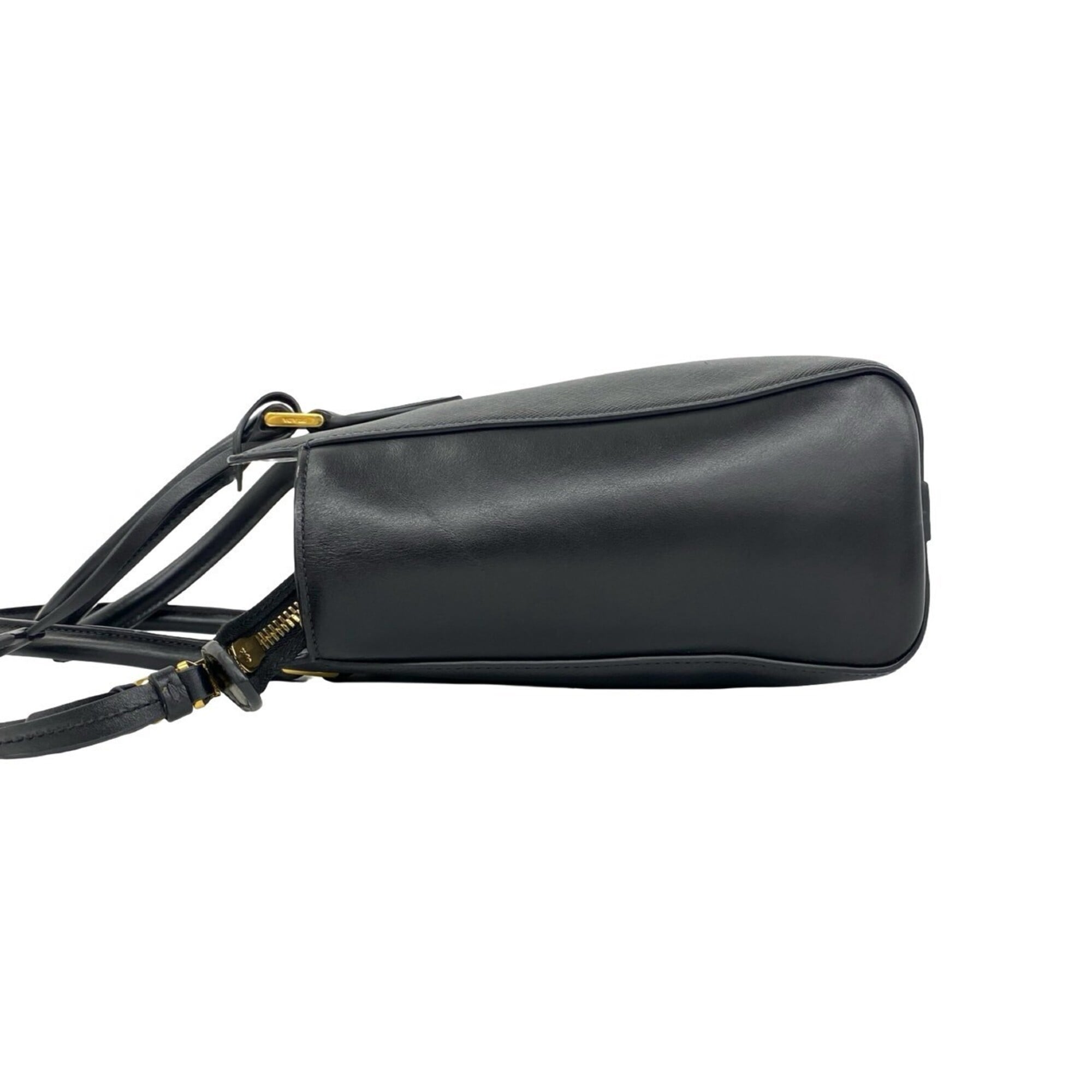 Prada Black Leather Handbag Shoulder Bag Tote Bag (Pre-Owned)