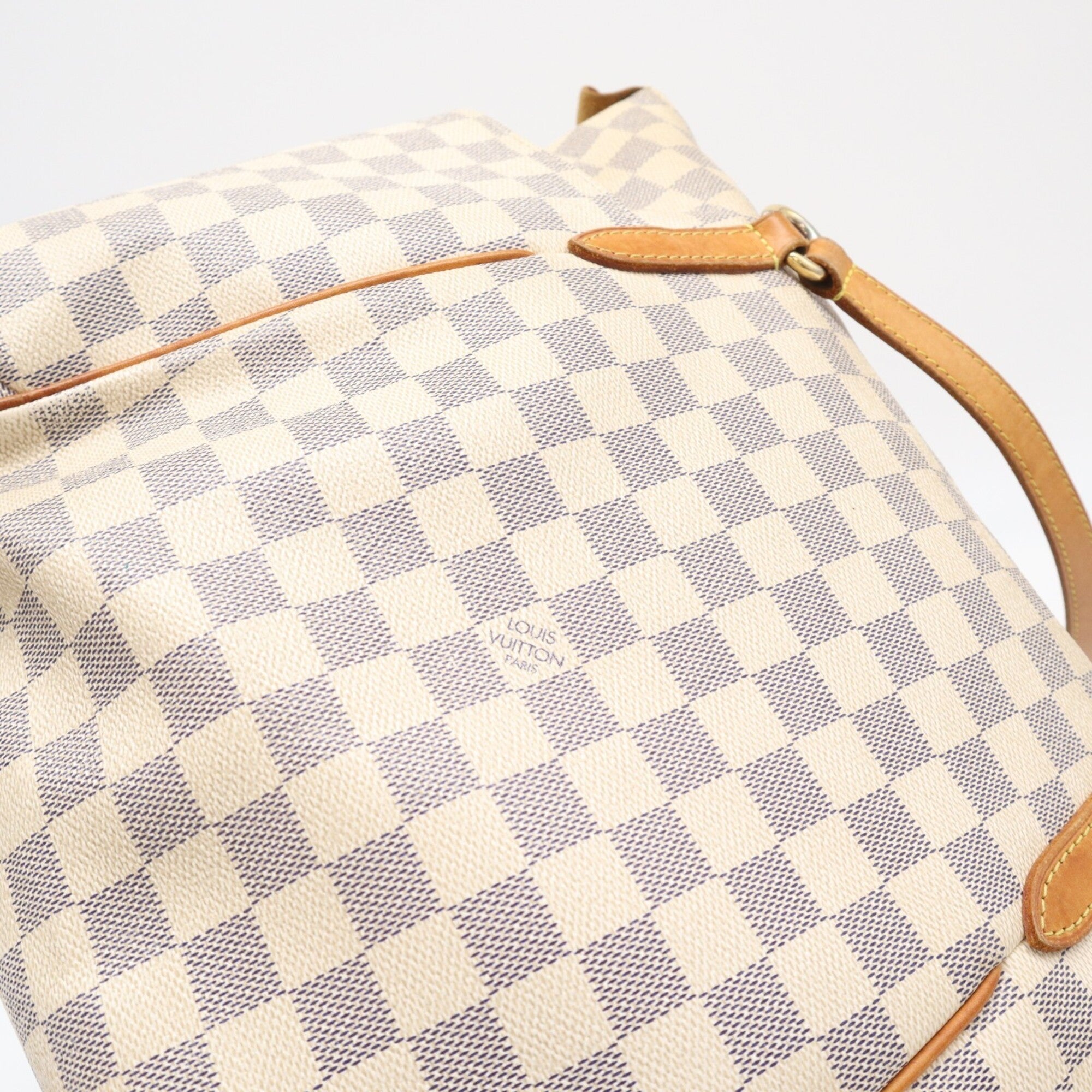 Louis Vuitton Azur Gray White Coated Canvas Leather Handbag (Pre-Owned)