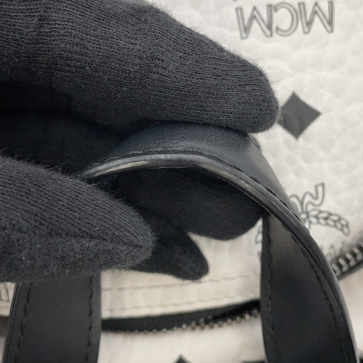 Mcm Visetos Black White Leather Backpack (Pre-Owned)
