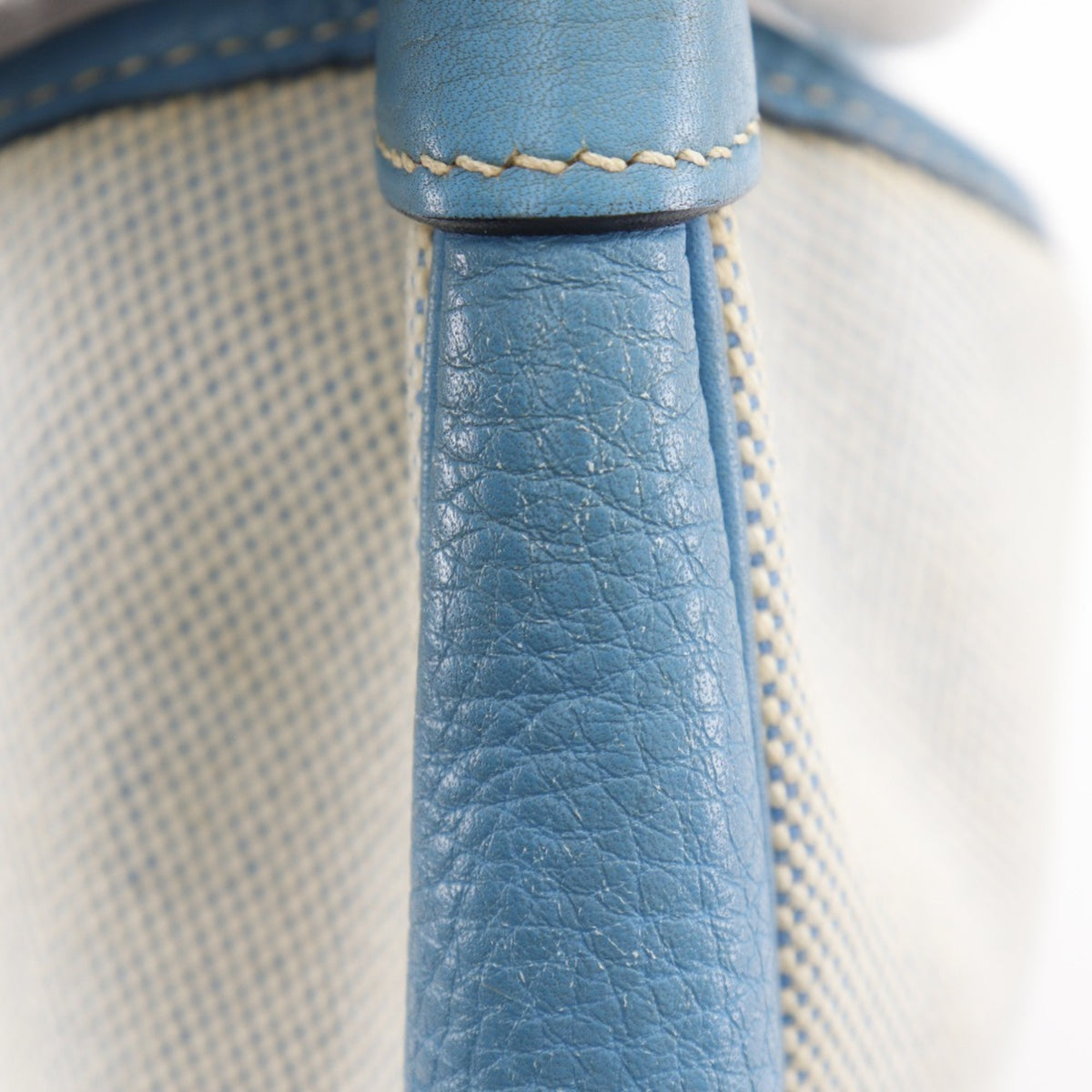 Hermes Trim Blue Natural Toile H Shoulder Bag (Pre-Owned)
