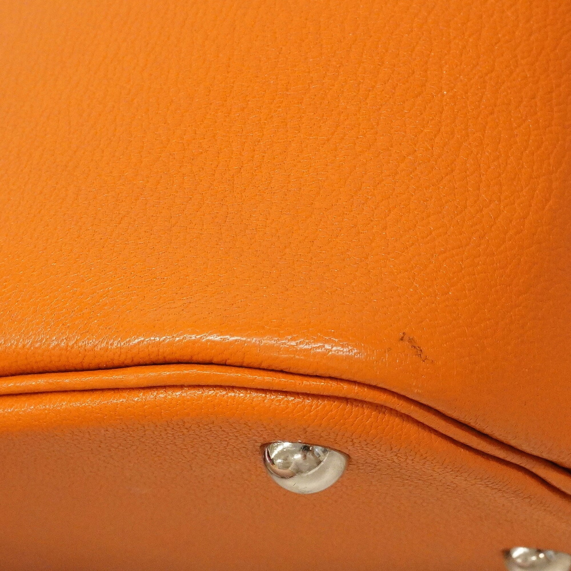 Hermes Orange Chevre Leather Handbag (Pre-Owned)