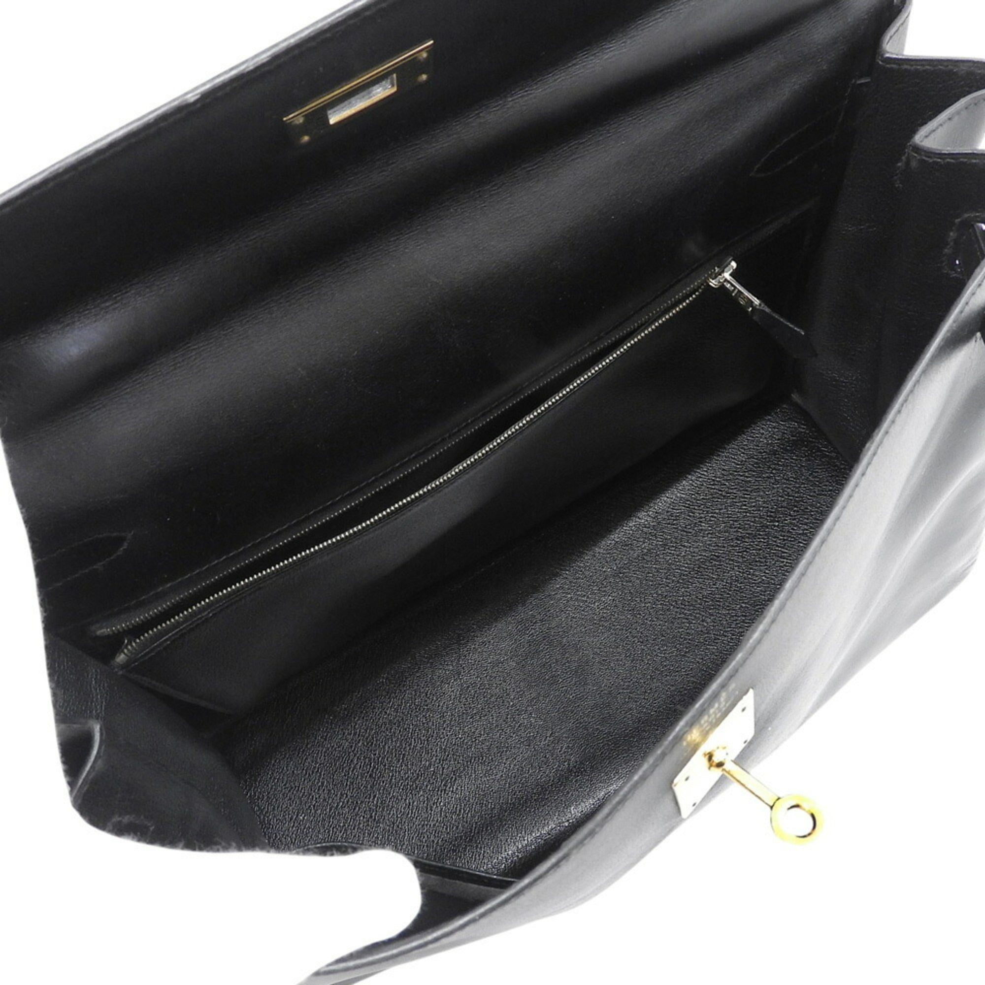 Hermes Black Box Calf Leather Handbag (Pre-Owned)