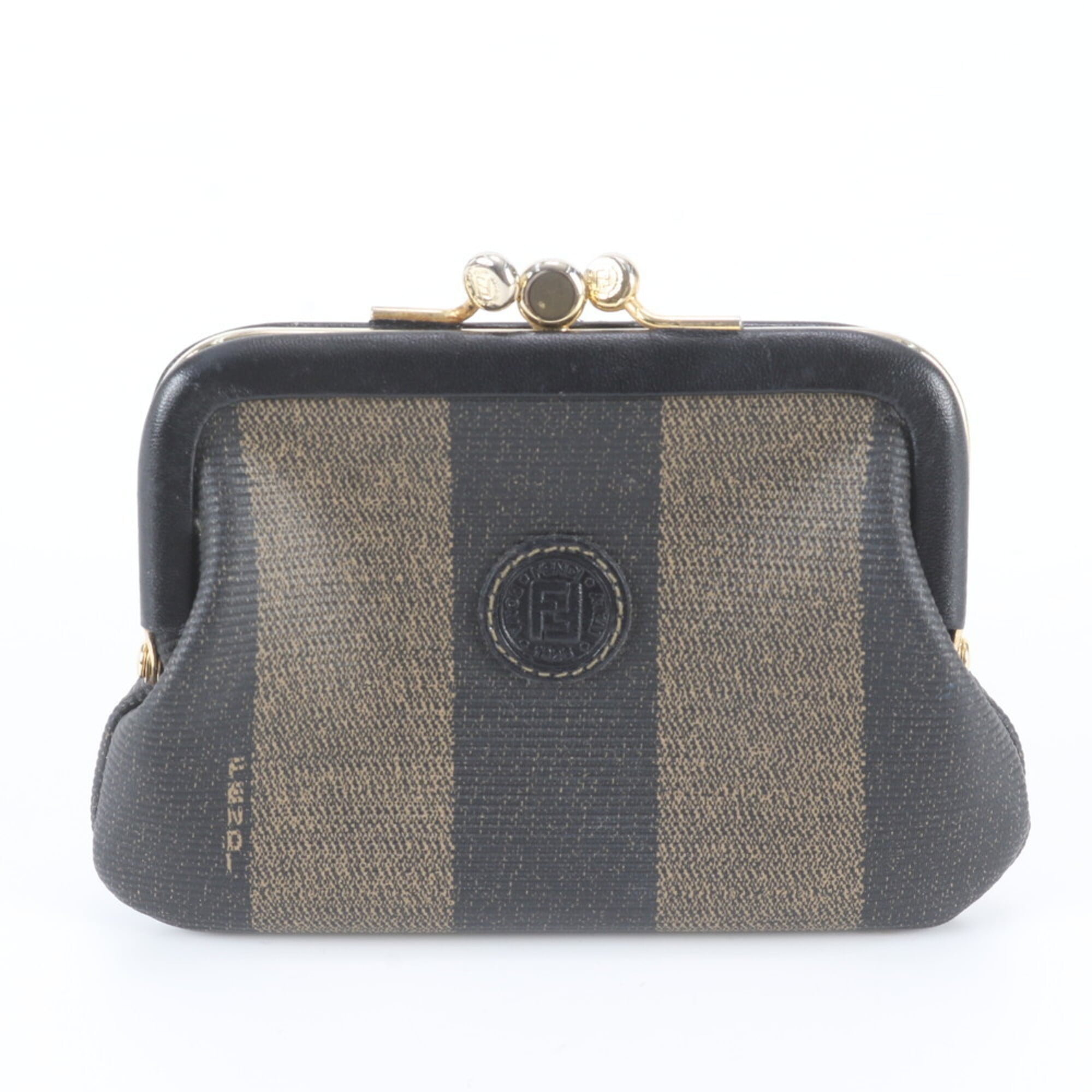 Fendi Brown Leather Coated Canvas Coin Purse/Coin Case (Pre-Owned)