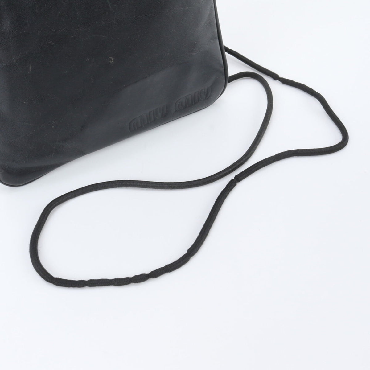 Miu Miu Black Leather Nylon Crossbody Bag Shoulder Bag (Pre-Owned)