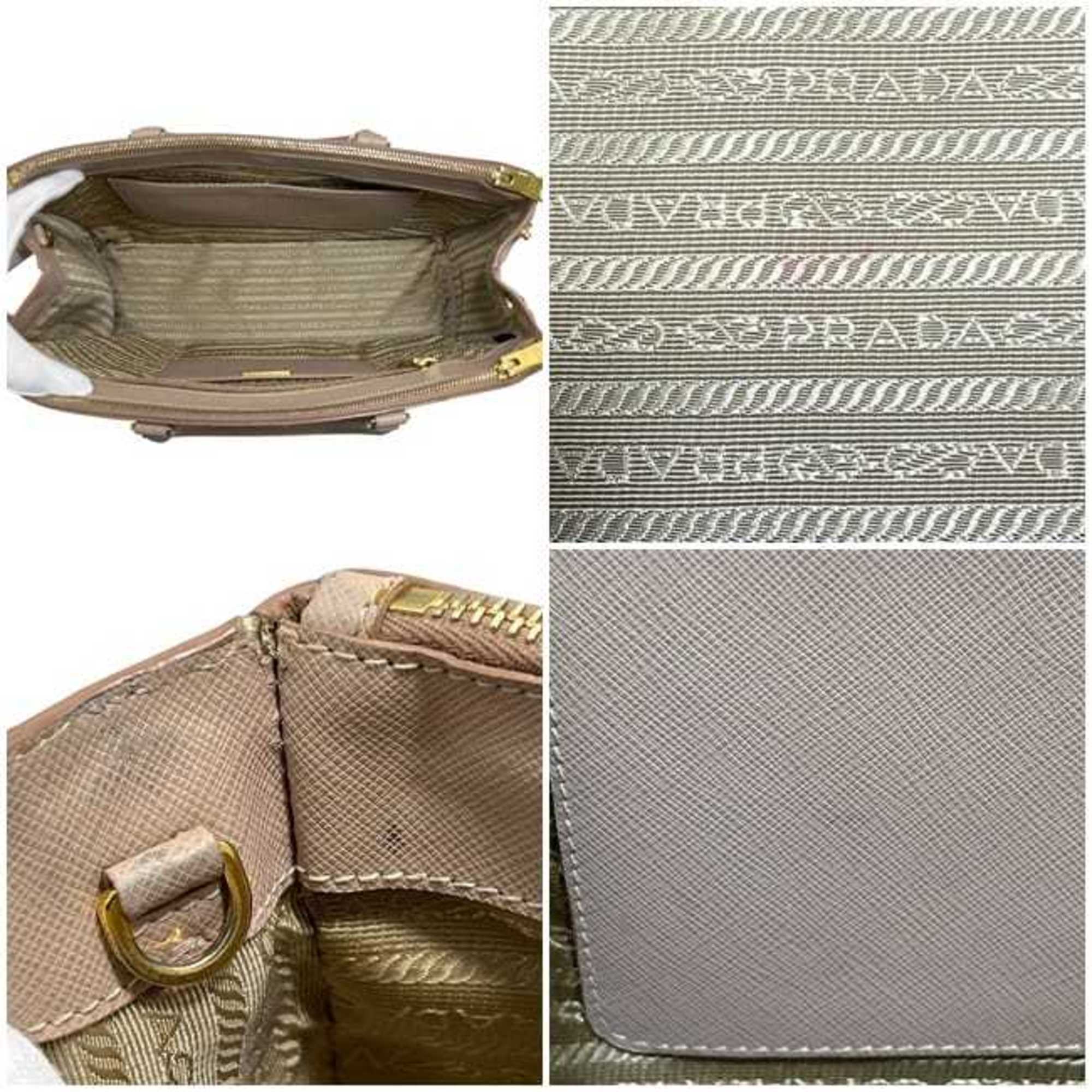 Prada Beige Saffiano Triangle Handbag Shoulder Bag (Pre-Owned)