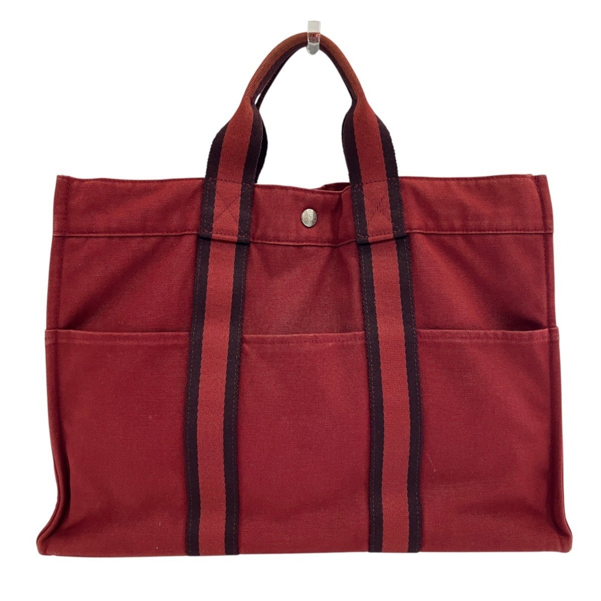 Hermes Fourre Tout Red Color Canvas Handbag (Pre-Owned)