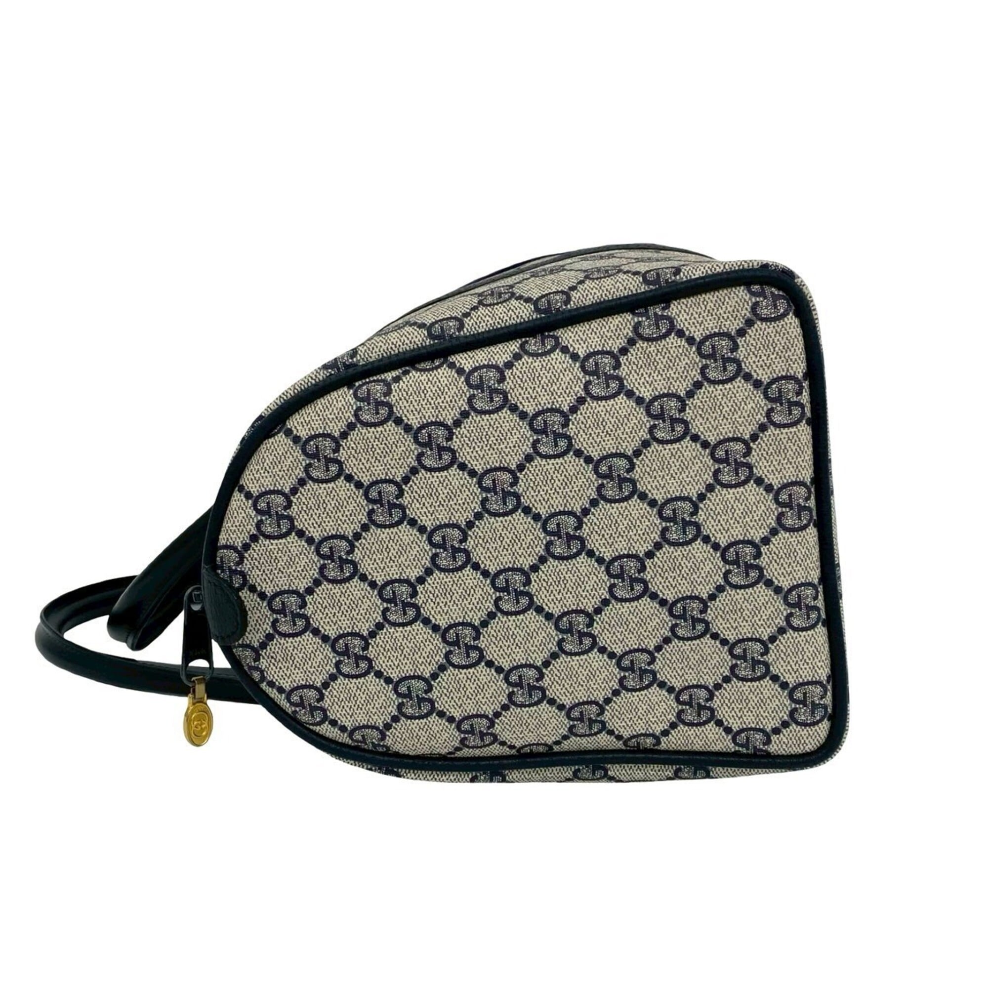 Gucci Navy Red Color Leather Pvc Boston Bag Handbag (Pre-Owned)