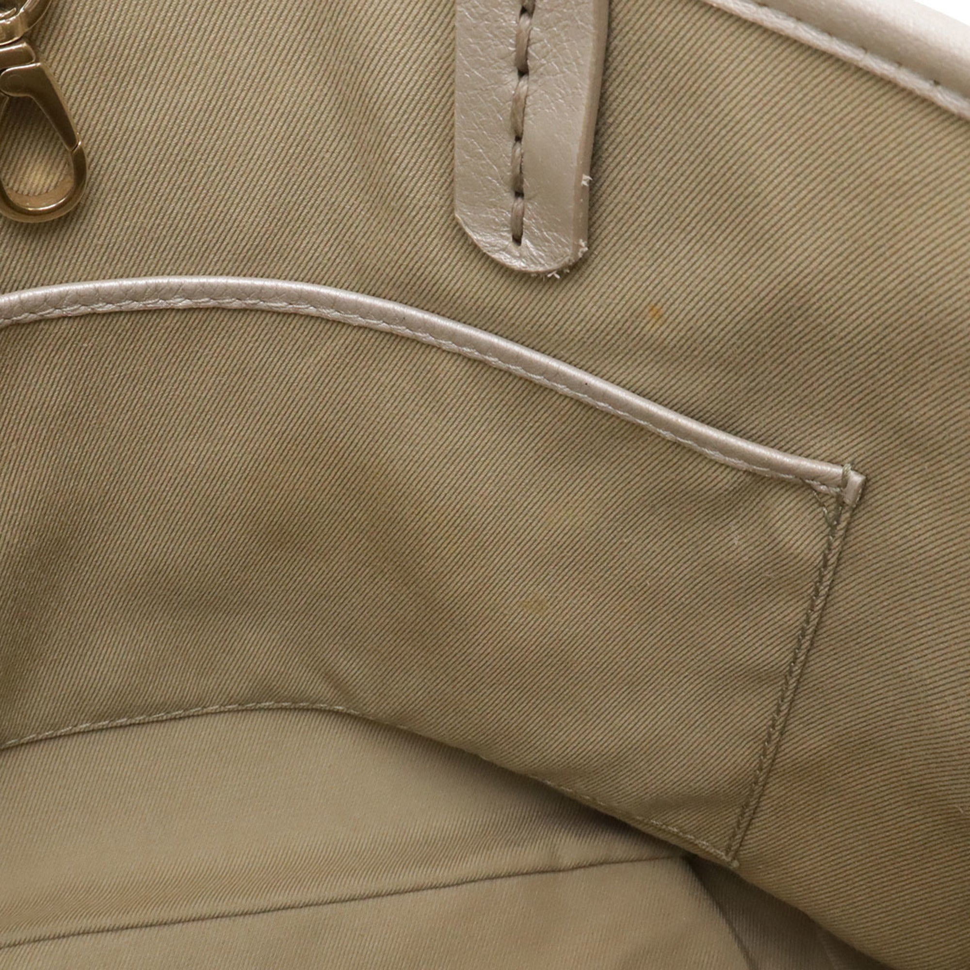 Bvlgari Champagne Silver Leather Handbag Shoulder Bag Tote Bag (Pre-Owned)