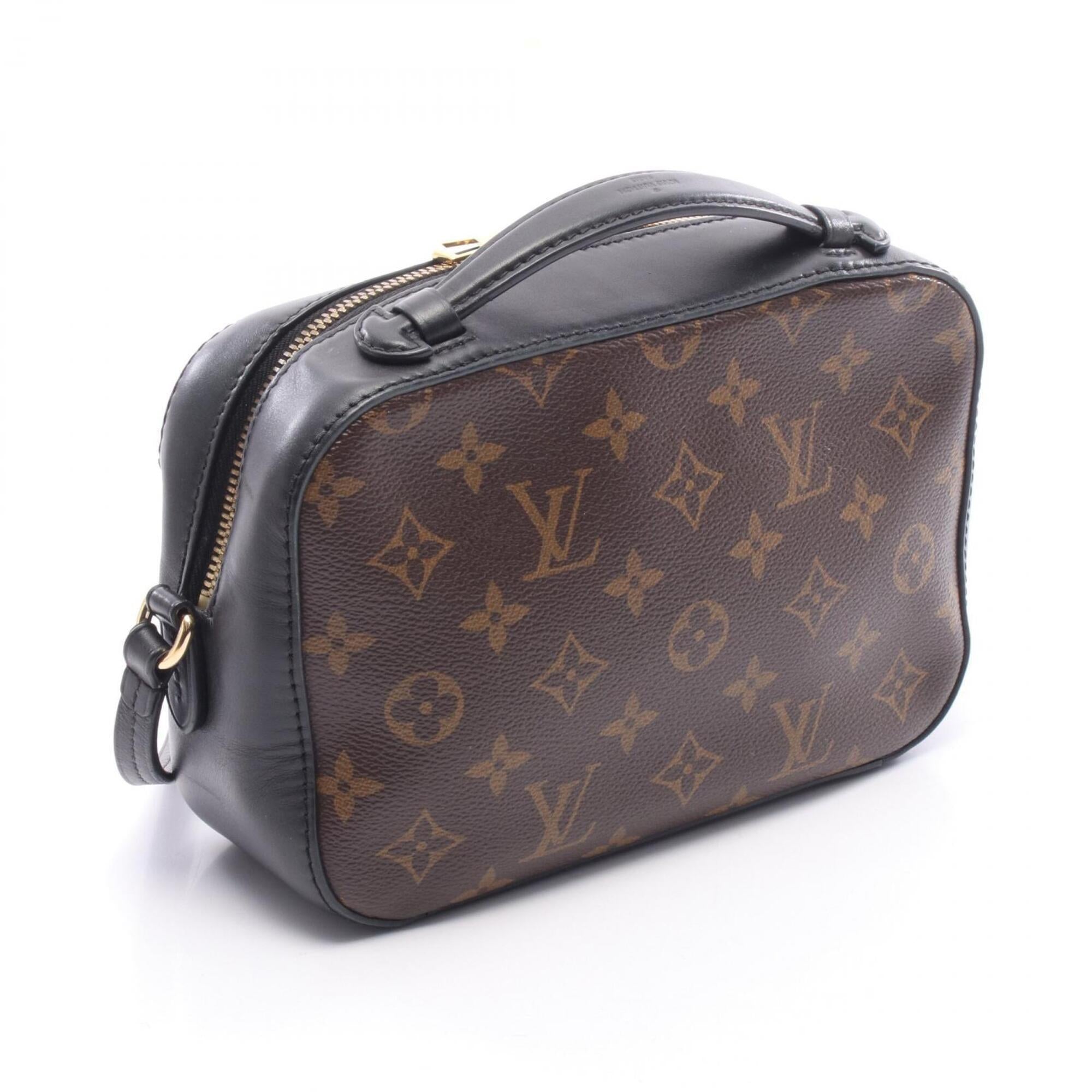 Louis Vuitton Black Brown Monogram Coated Canvas Leather Handbag Shoulder Bag (Pre-Owned)