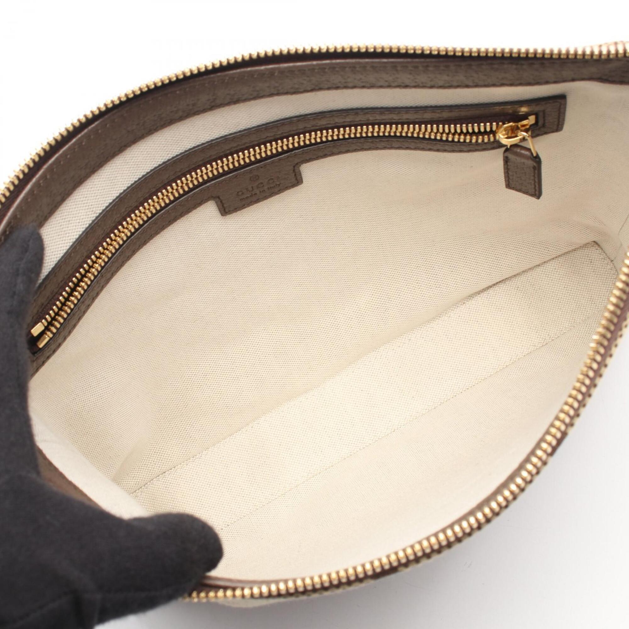 Gucci Beige Brown Canvas Leather Messenger Bag Shoulder Bag (Pre-Owned)