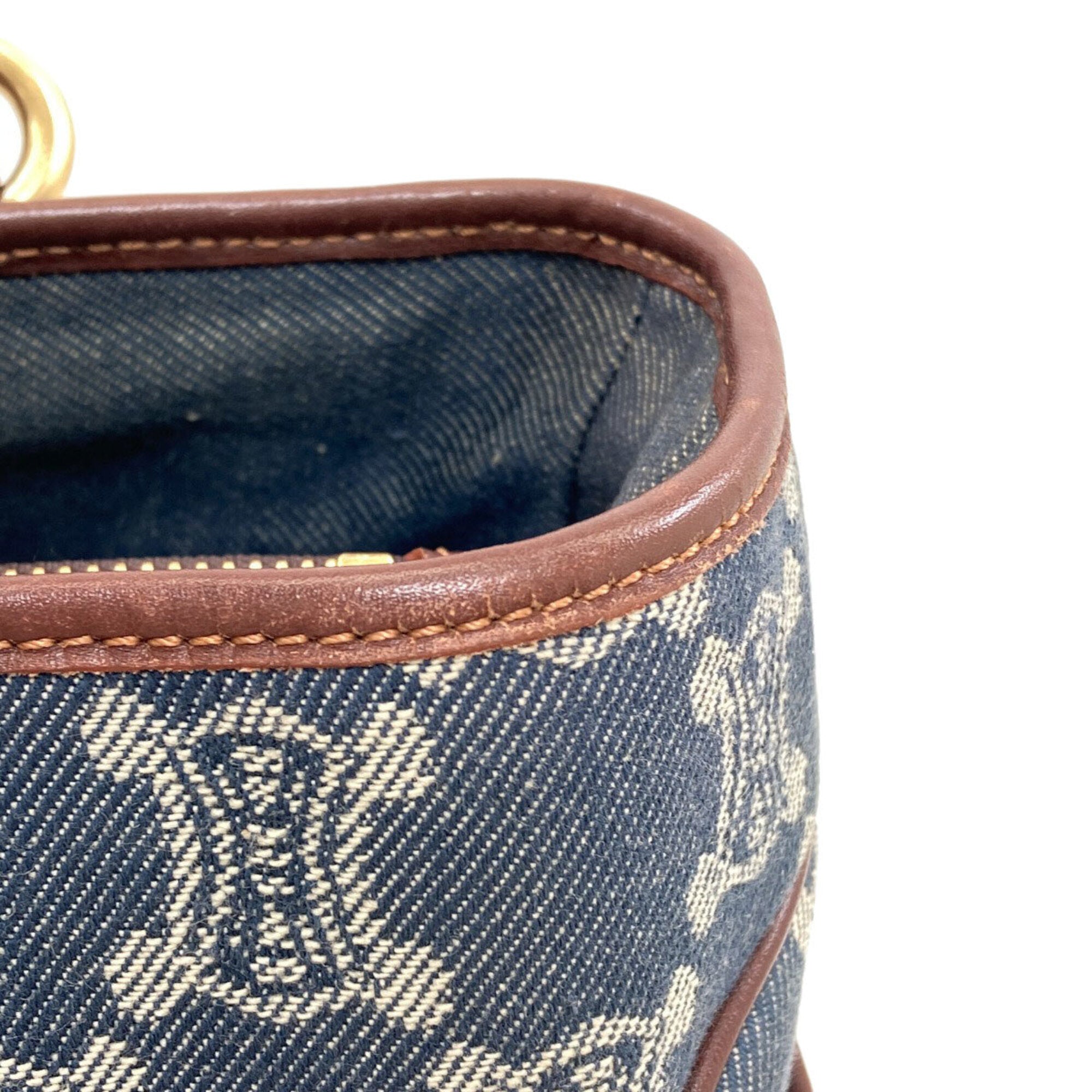 Celine Brown Dark Blue Denim Leather Handbag (Pre-Owned)