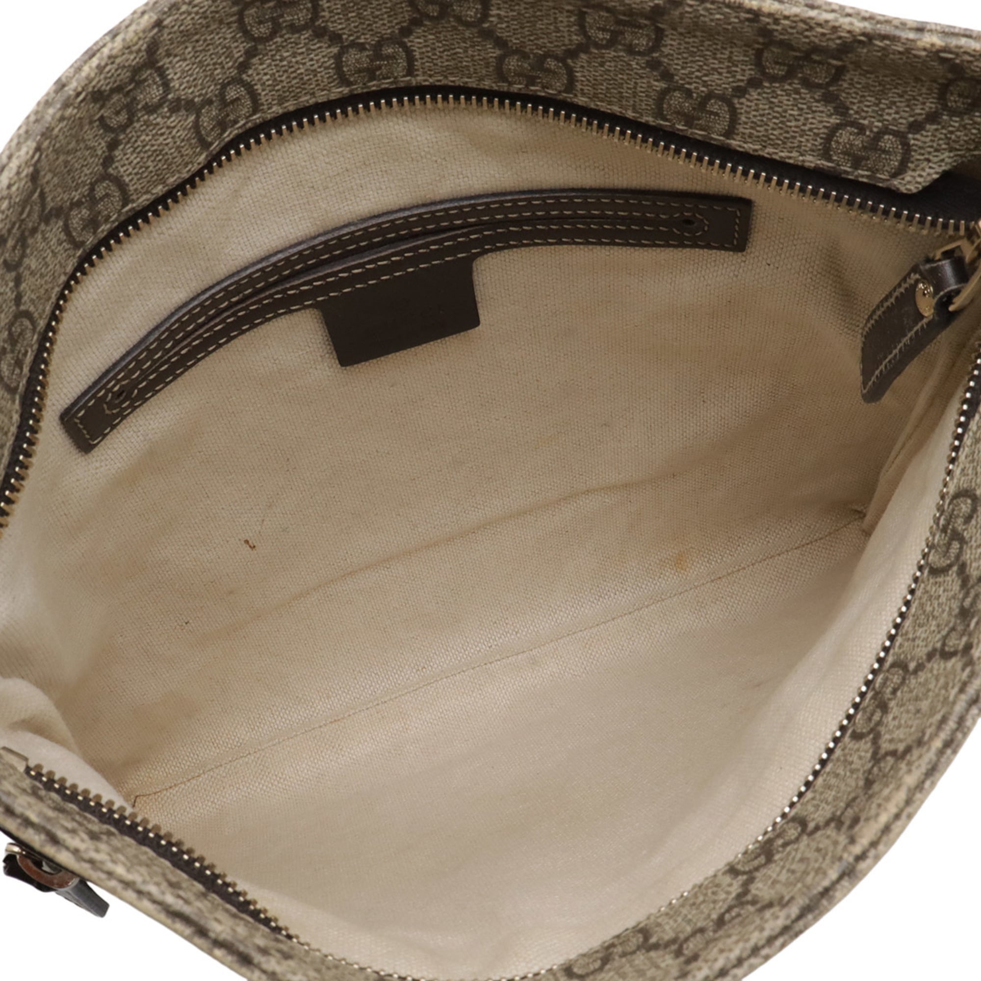 Gucci Gg Plus Beige Dark Brown Khaki Gg Supreme Leather Shoulder Bag (Pre-Owned)