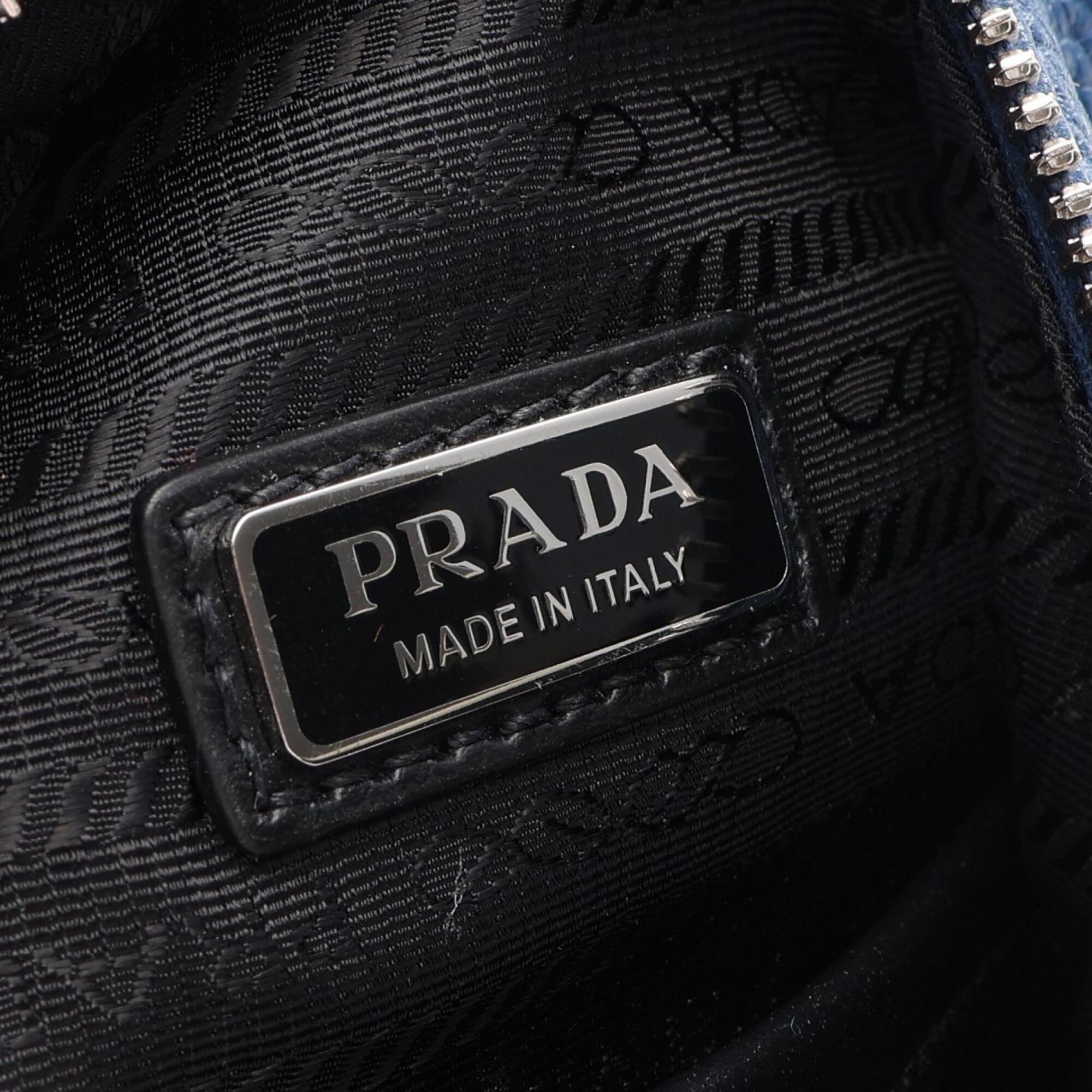 Prada Blue Leather Fanny Pack Handbag (Pre-Owned)