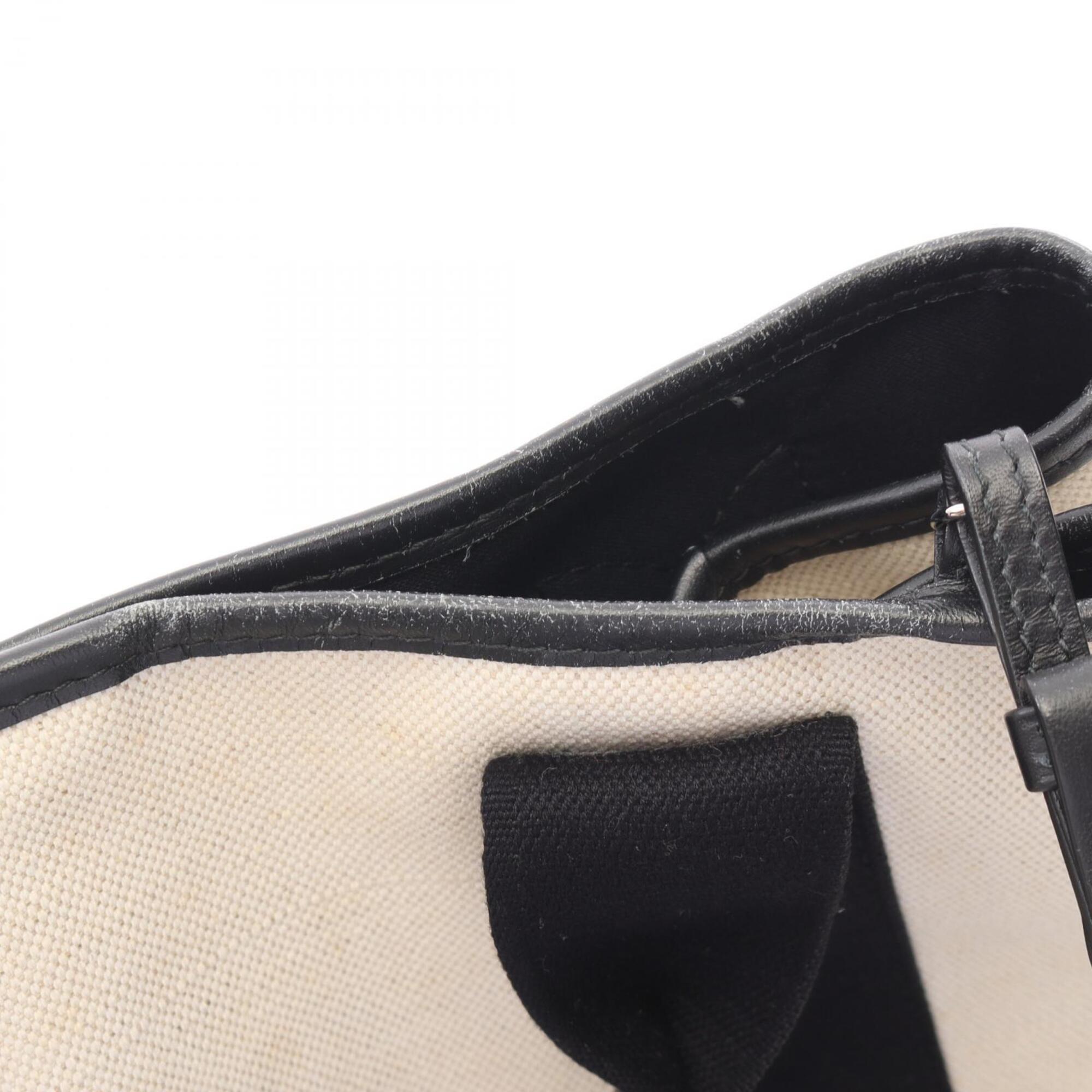 Balenciaga Black Ivory Canvas Leather Handbag Pouch Tote Bag (Pre-Owned)