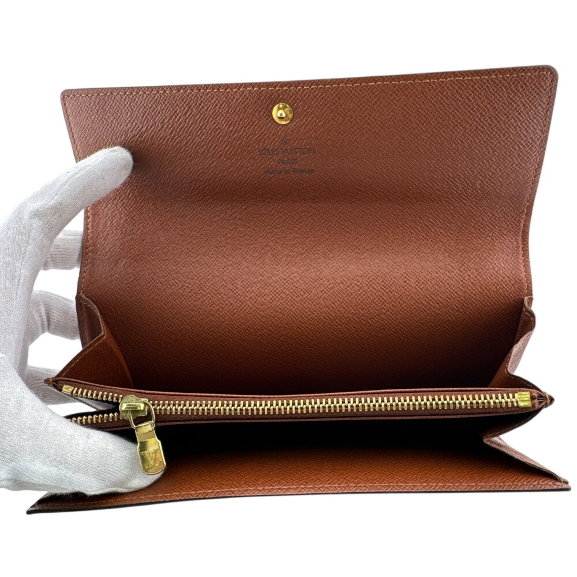 Louis Vuitton Monogram Brown Leather Long Wallet (Bi-Fold) (Pre-Owned)