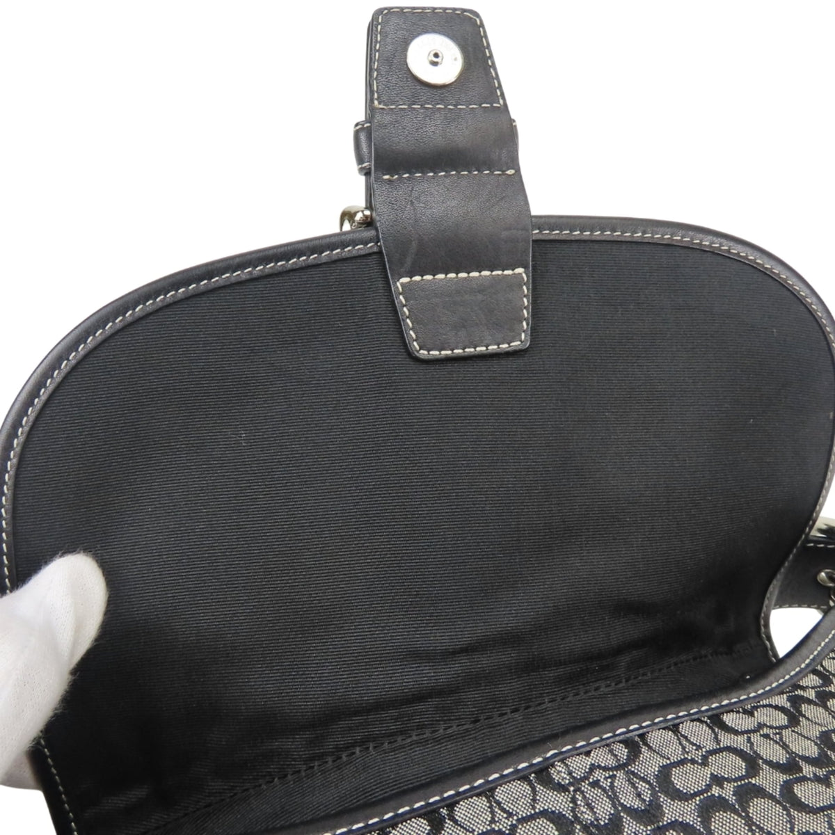 Coach Black Gray Signature Line Shoulder Bag (Pre-Owned)