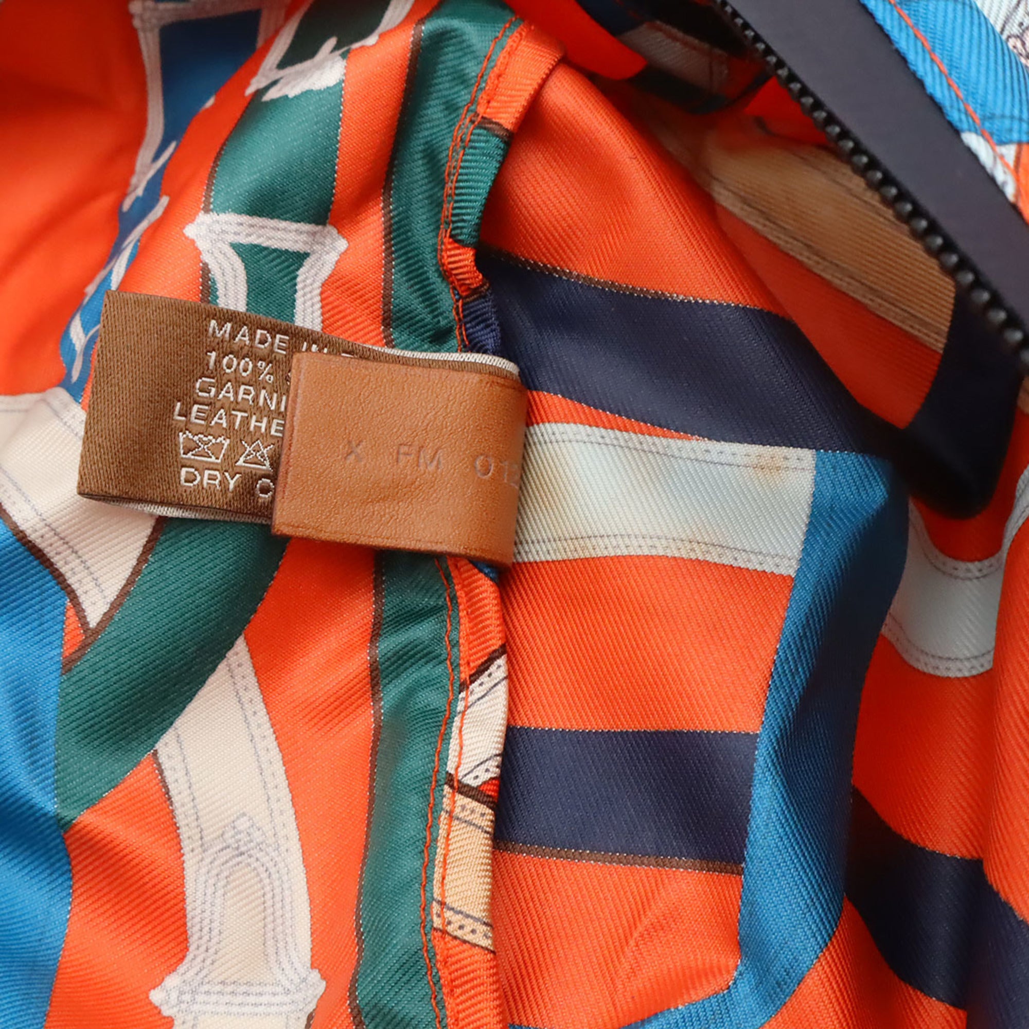 Hermes Blue Multi-Color Orange Silk Boston Bag Shoulder Bag (Pre-Owned)