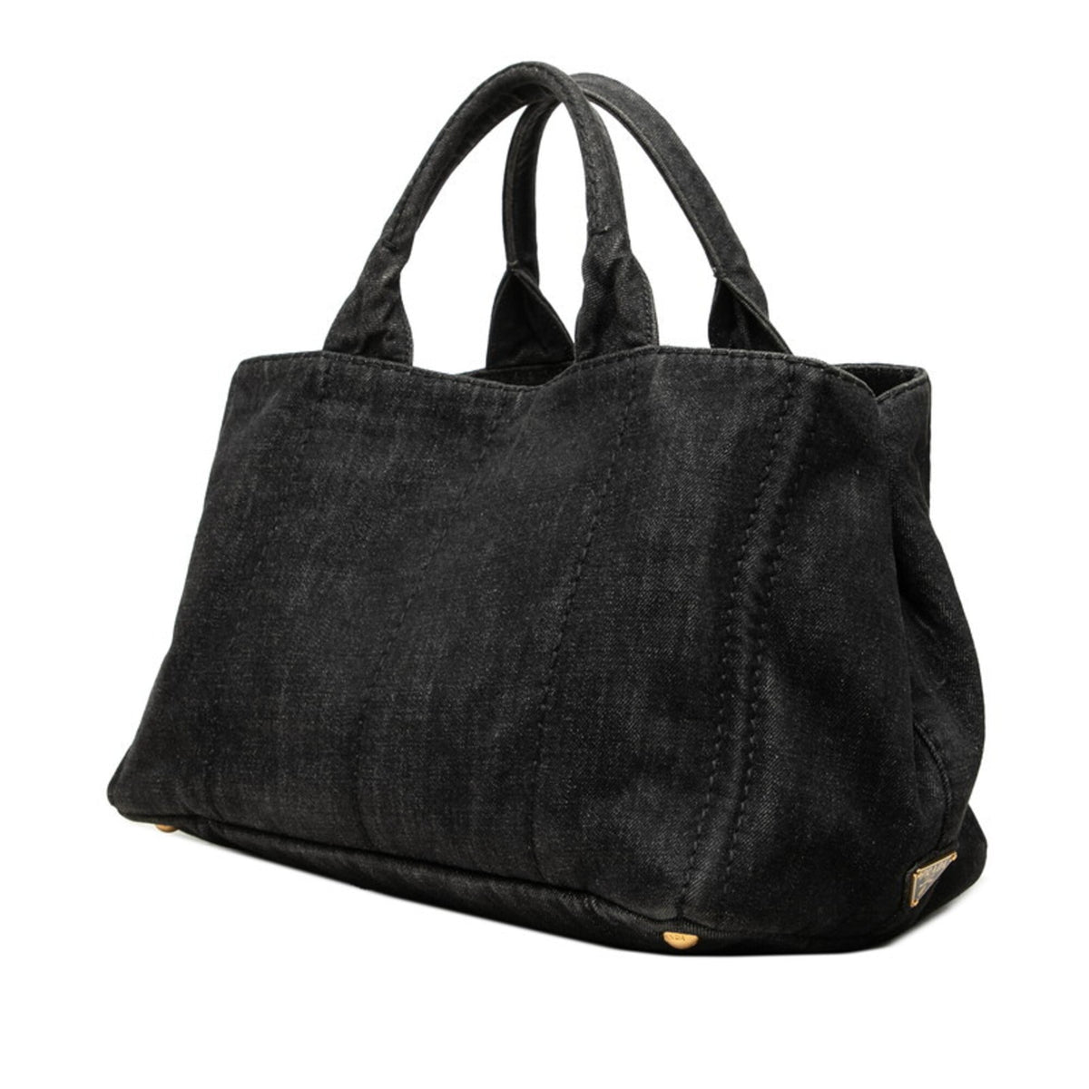 Prada Black Denim Shoulder Bag Tote Bag (Pre-Owned)