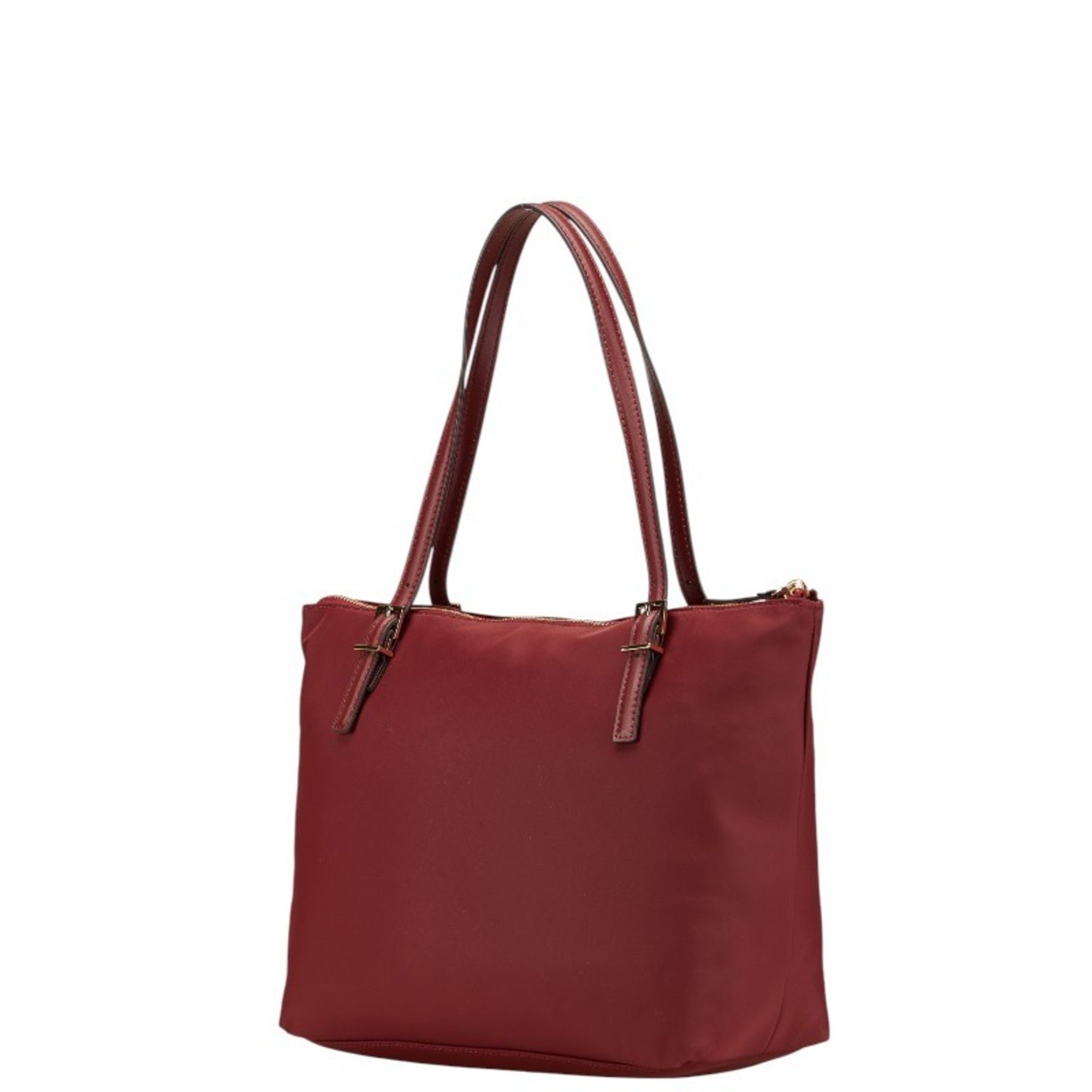 Kate Spade Red Color Wine Nylon Leather Tote Bag (Pre-Owned)