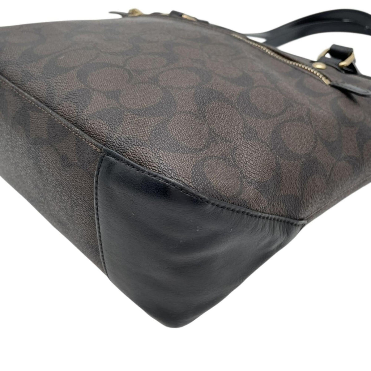 Coach Black Brown Pvc Leather Tote Bag (Pre-Owned)