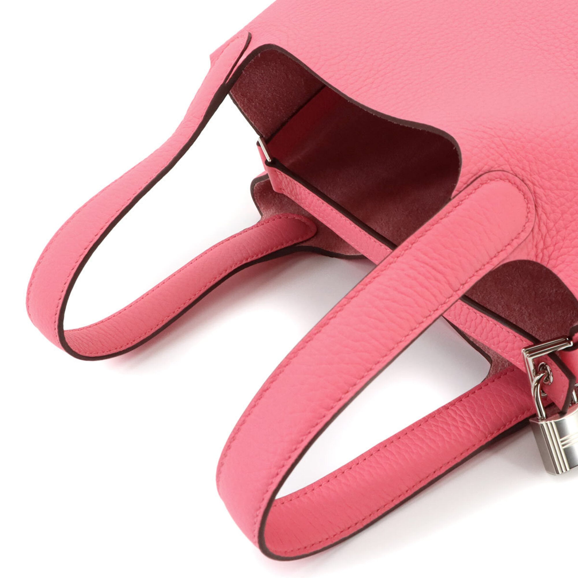 Hermes Rose Azalee Taurillon Clemence Leather Handbag (Pre-Owned)