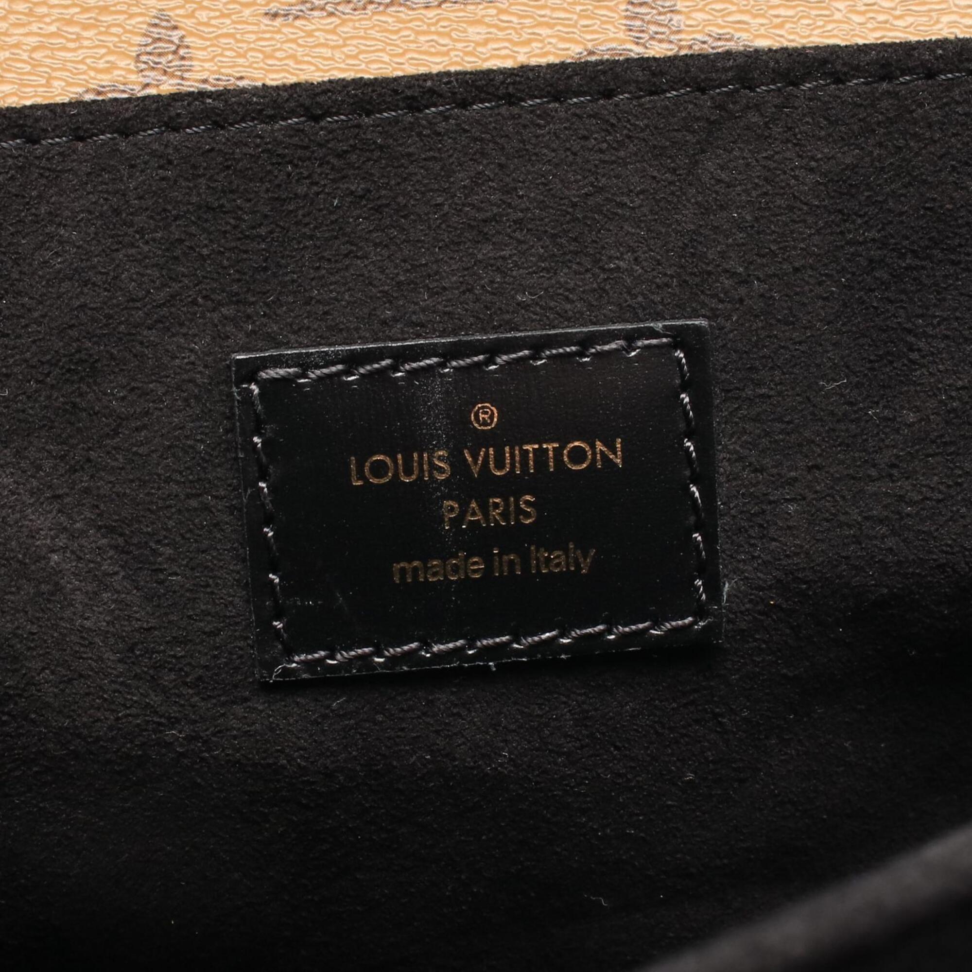 Louis Vuitton Black Brown Coated Canvas Leather Handbag Pochette (Pre-Owned)
