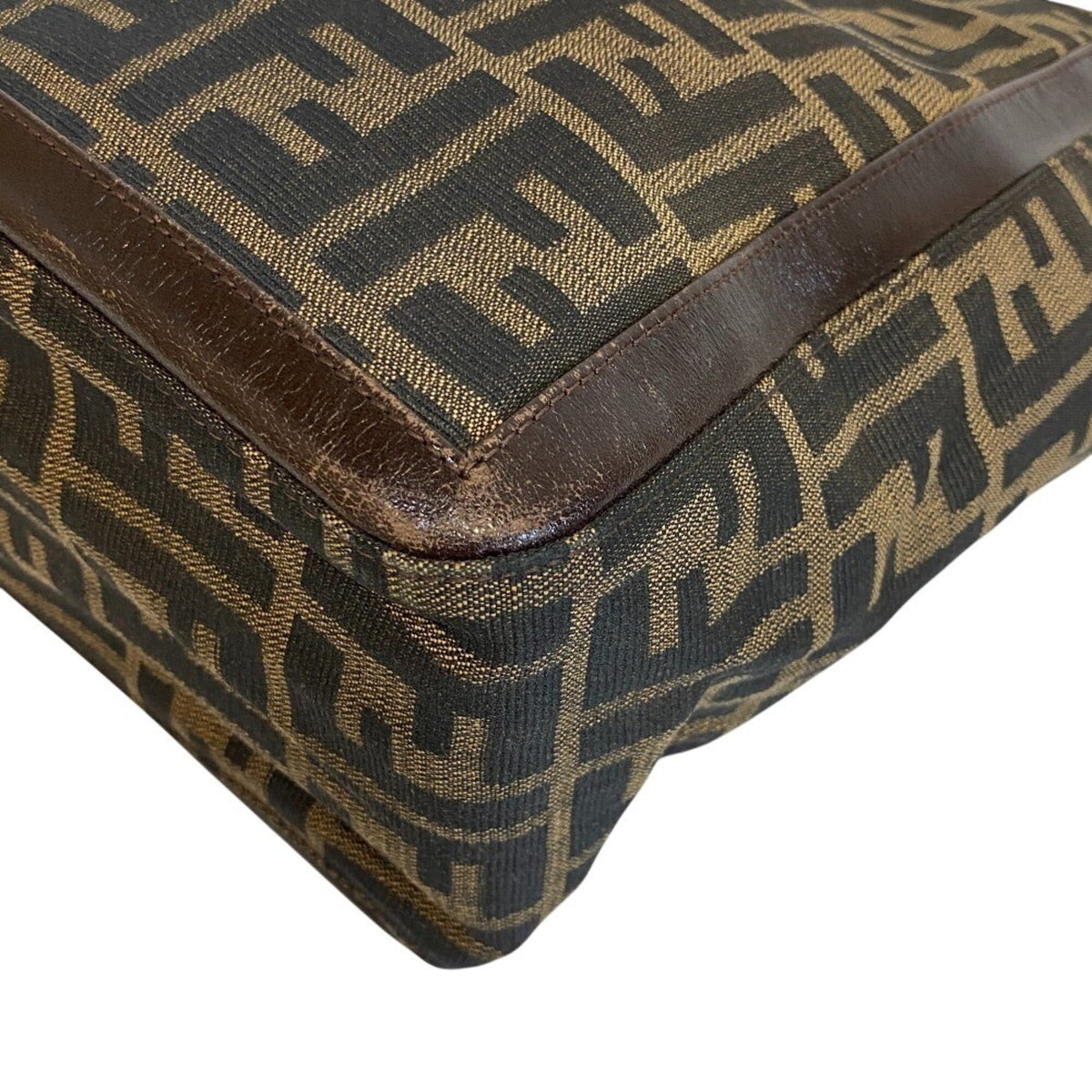 Fendi Zucca Brown Leather Handbag (Pre-Owned)