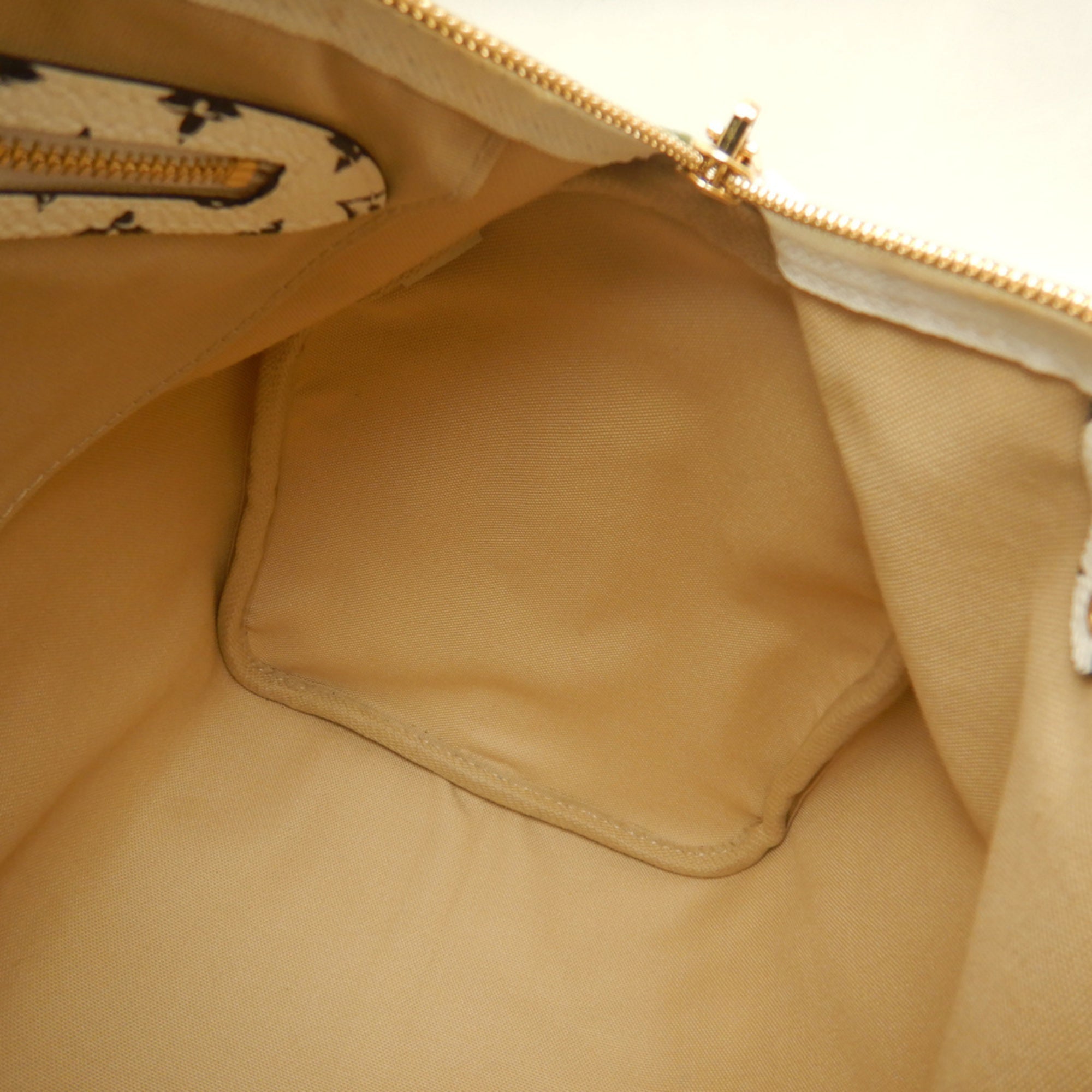 Louis Vuitton Beige Khaki White Coated Canvas Handbag (Pre-Owned)