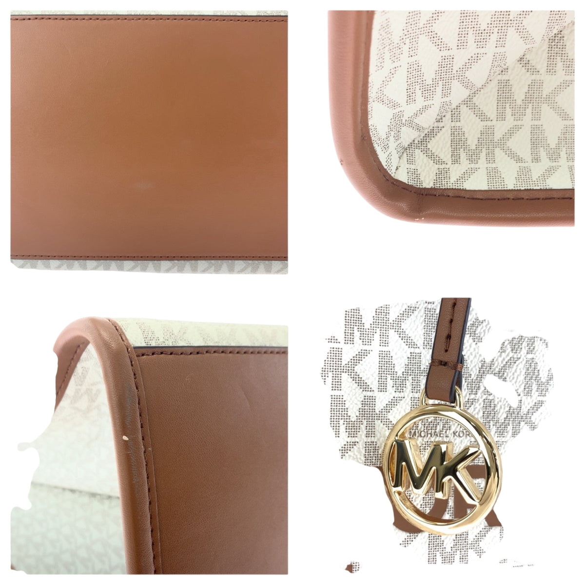 Michael Kors Brown White Pvc Shoulder Bag Tote Bag (Pre-Owned)