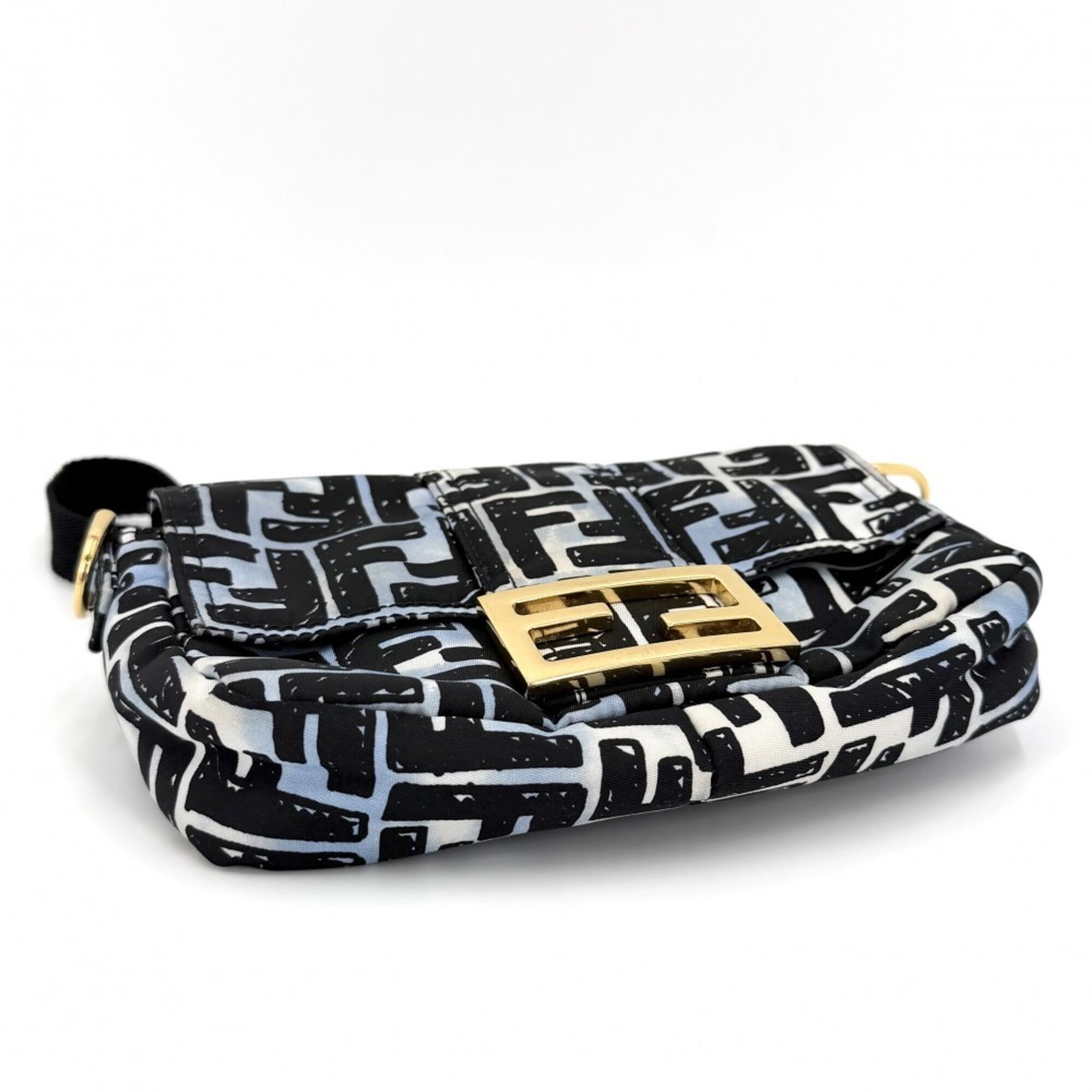 Fendi Black Blue White Nylon Shoulder Bag Sling Bag (Pre-Owned)