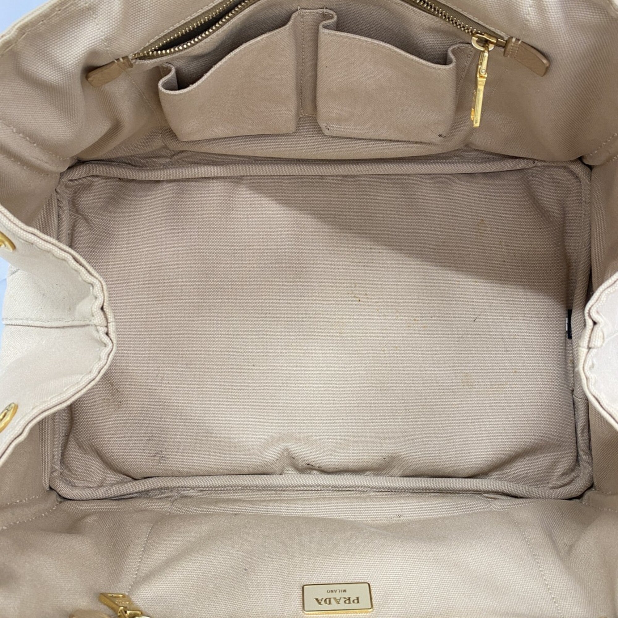 Prada Beige Canvas Tote Bag (Pre-Owned)