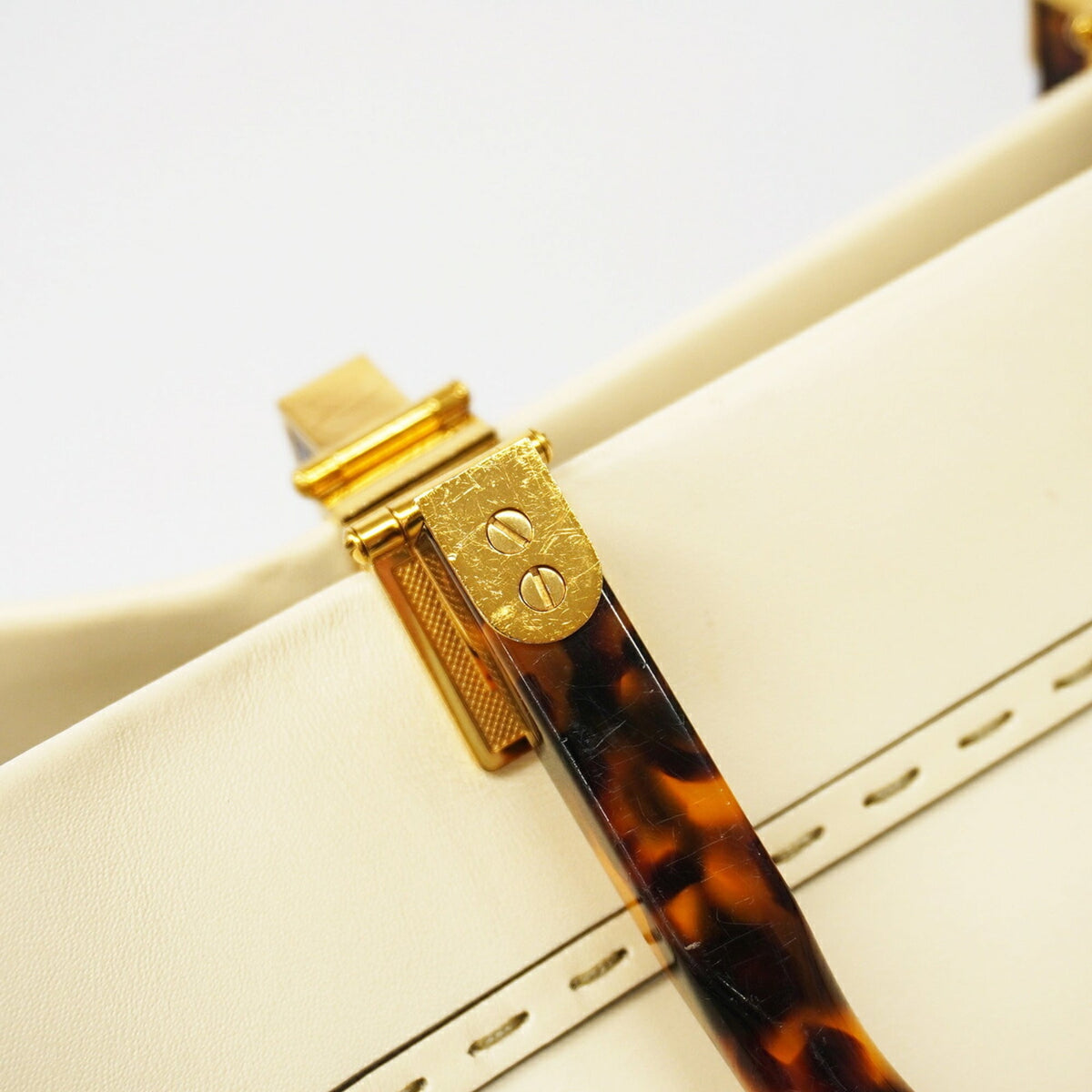 Fendi Ivory Leather Tote Bag (Pre-Owned)