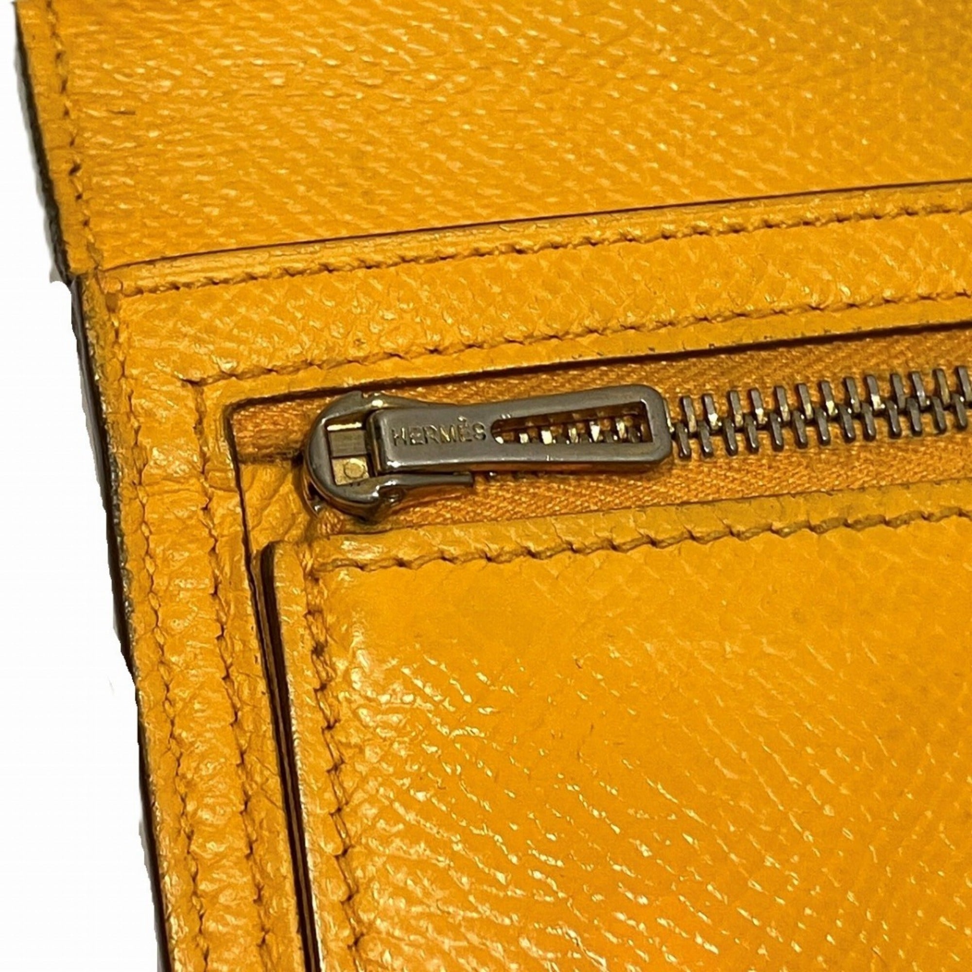Hermes Bearn Soufre Yellow Epsom Leather Long Wallet (Bi-Fold) (Pre-Owned)
