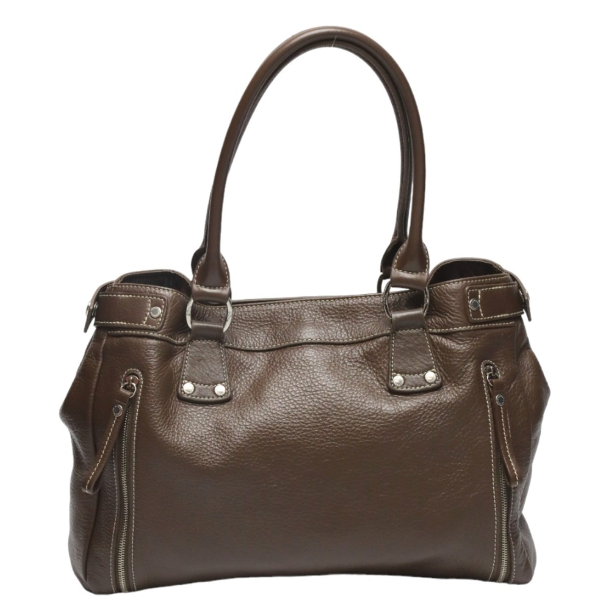 Longchamp Brown Leather Handbag Tote Bag (Pre-Owned)