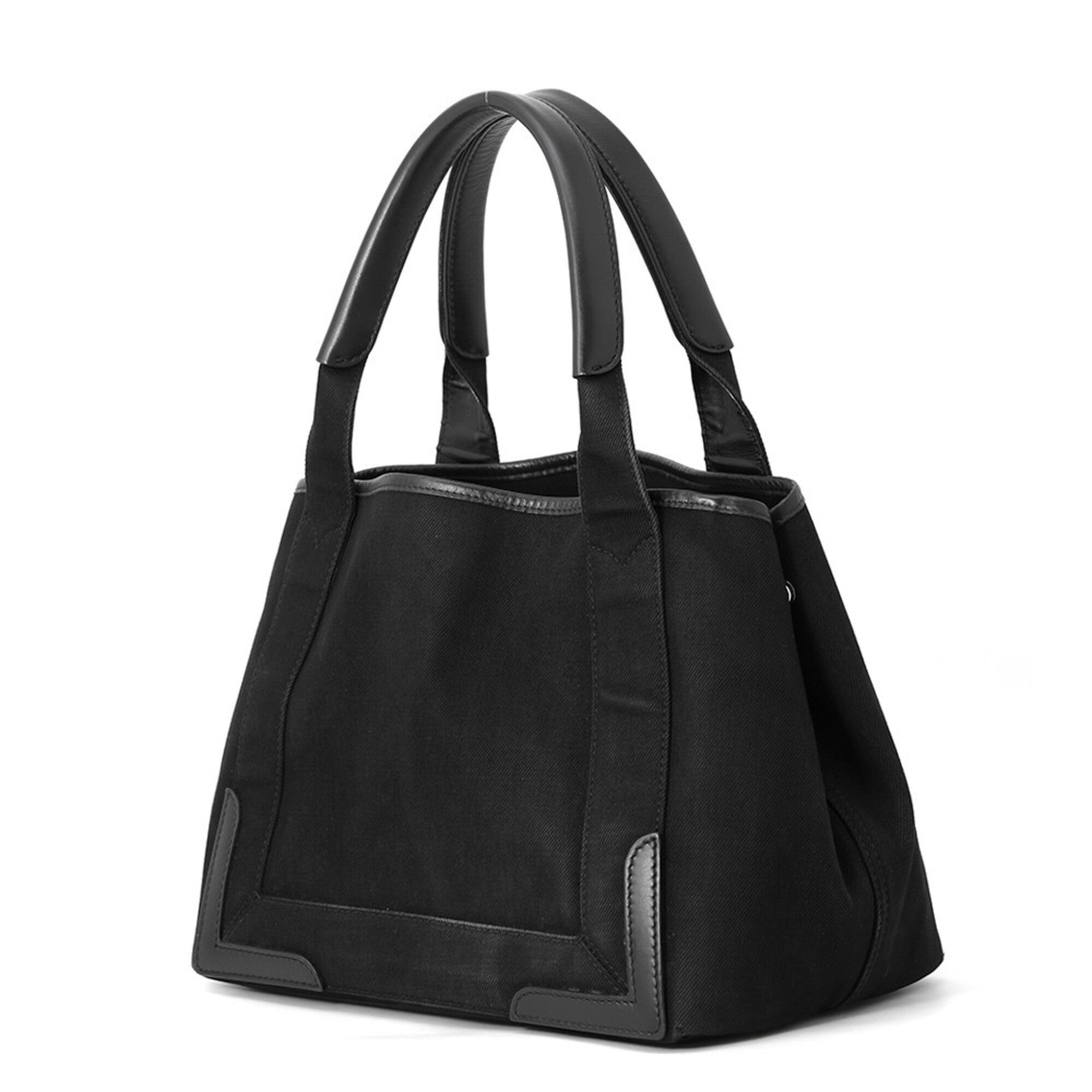 Balenciaga Black Canvas Leather Handbag Tote Bag (Pre-Owned)