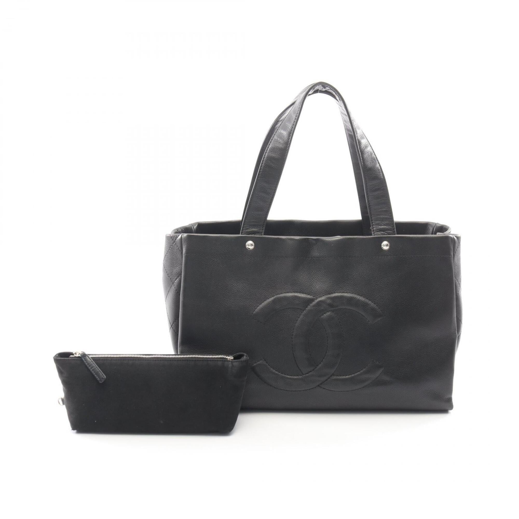 Chanel Black Grained Calfskin Handbag Pouch Tote Bag (Pre-Owned)