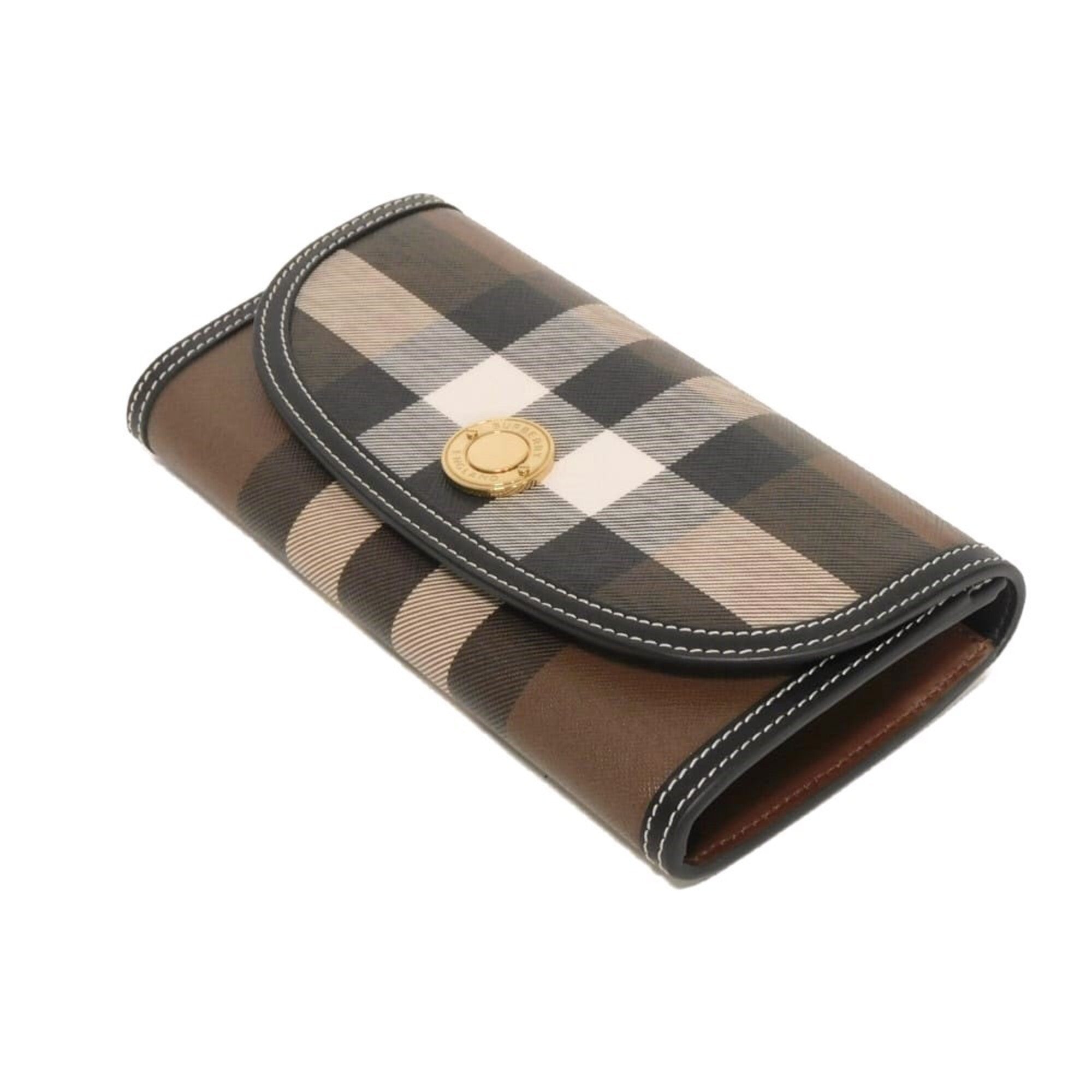 Burberry Brown Pvc Leather Long Wallet (Bi-Fold) (Pre-Owned)